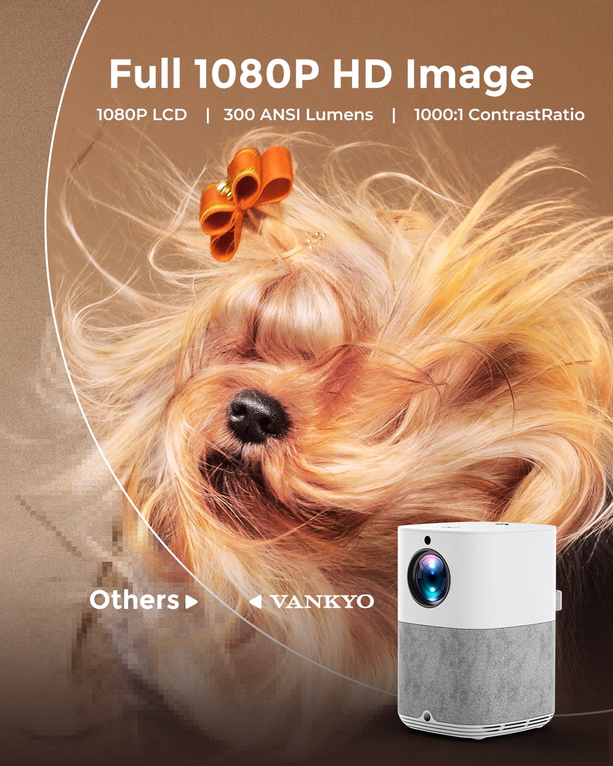 VANKYO Performance X3 WiFi Bluetooth Projector, Dolby Audio, Native 1080P FHD Vertical Projector with 250" Display, 4K Supported Portable Mini Projector, Compatible with TV Stick, iOS & Android - Image 6