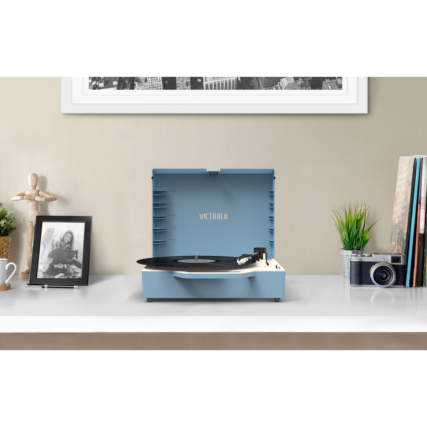 Victrola Re-Spin Sustainable Bluetooth Suitcase Record Player- Light Blue | Exclusive - Image 13