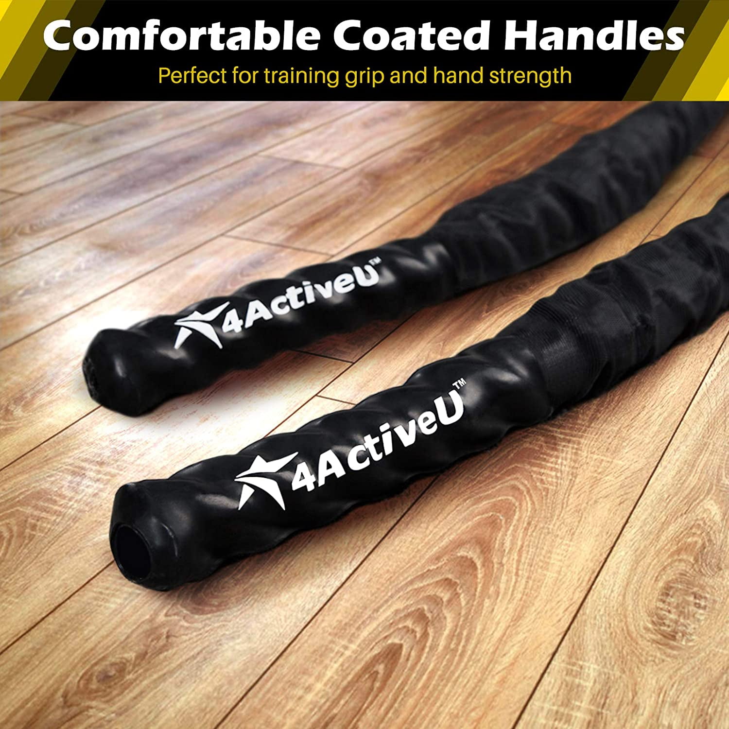 4ActiveU Battle Rope 50ft Length Heavy Battle Exercise Training Rope Workout Rope Fitness Rope for Strength Training Home Gym Outdoor Cardio Workout, Anchor Included 1.5 Inch Diameter - Image 7