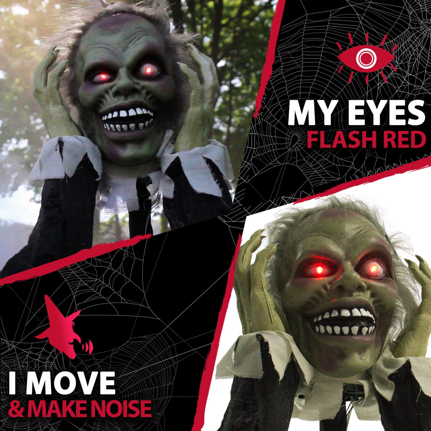 Haunted Hill Farm 20 in Pop-Up Animatronic Ghoul, Halloween Decor, HHFJZOMB-1LSA - Image 4