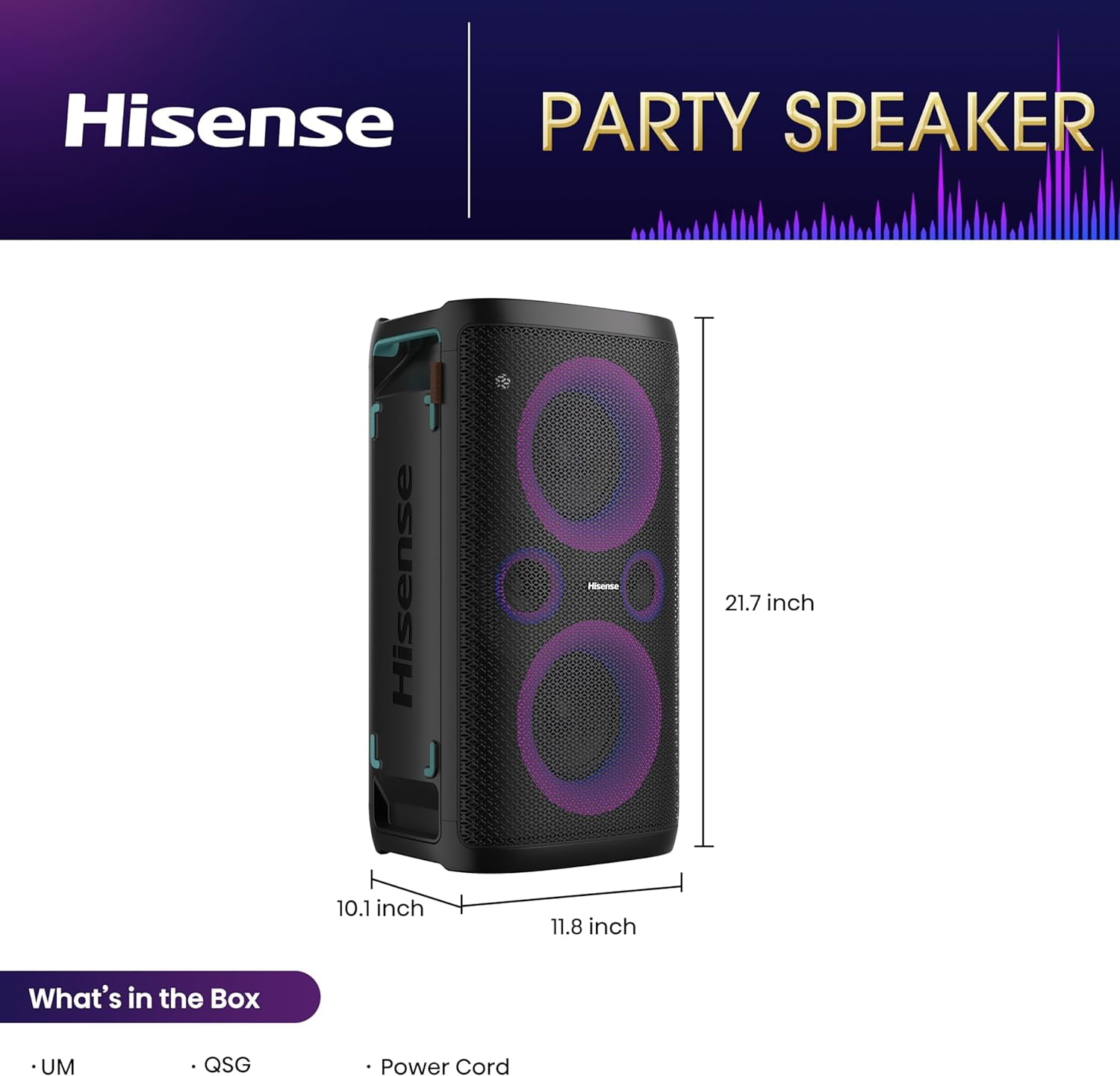Hisense Ultimate Wireless Outdoor/Indoor Party Speaker with subwoofer (HP100) - 2.0CH, 300W, IPX4 Waterproof,15 Hour Long-Lasting Battery, Bluetooth5.0, DJ and Karaoke Mode - Image 15
