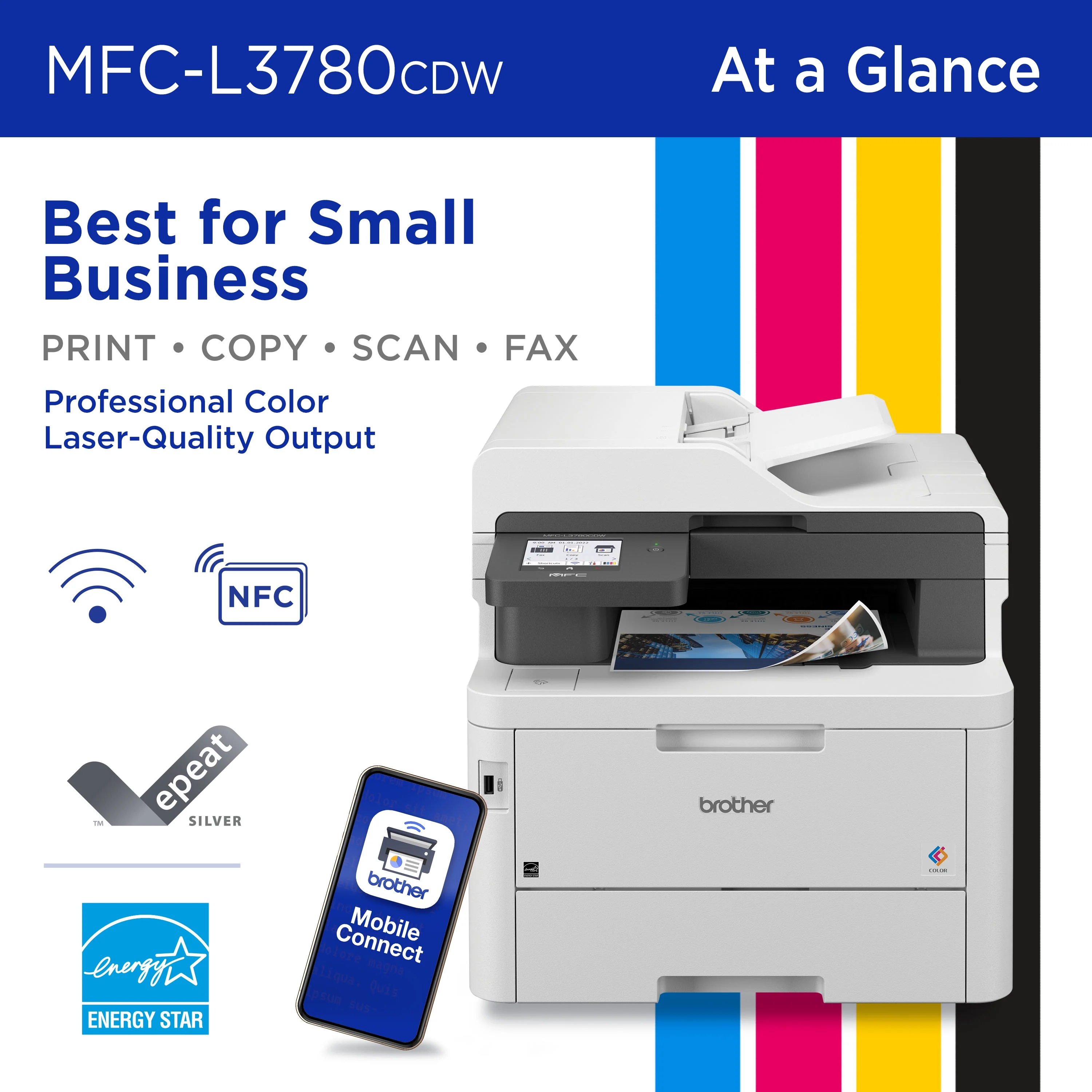 Brother MFC-L3780CDW Wireless Digital Color All-in-One Printer with Laser Quality Output - Image 3