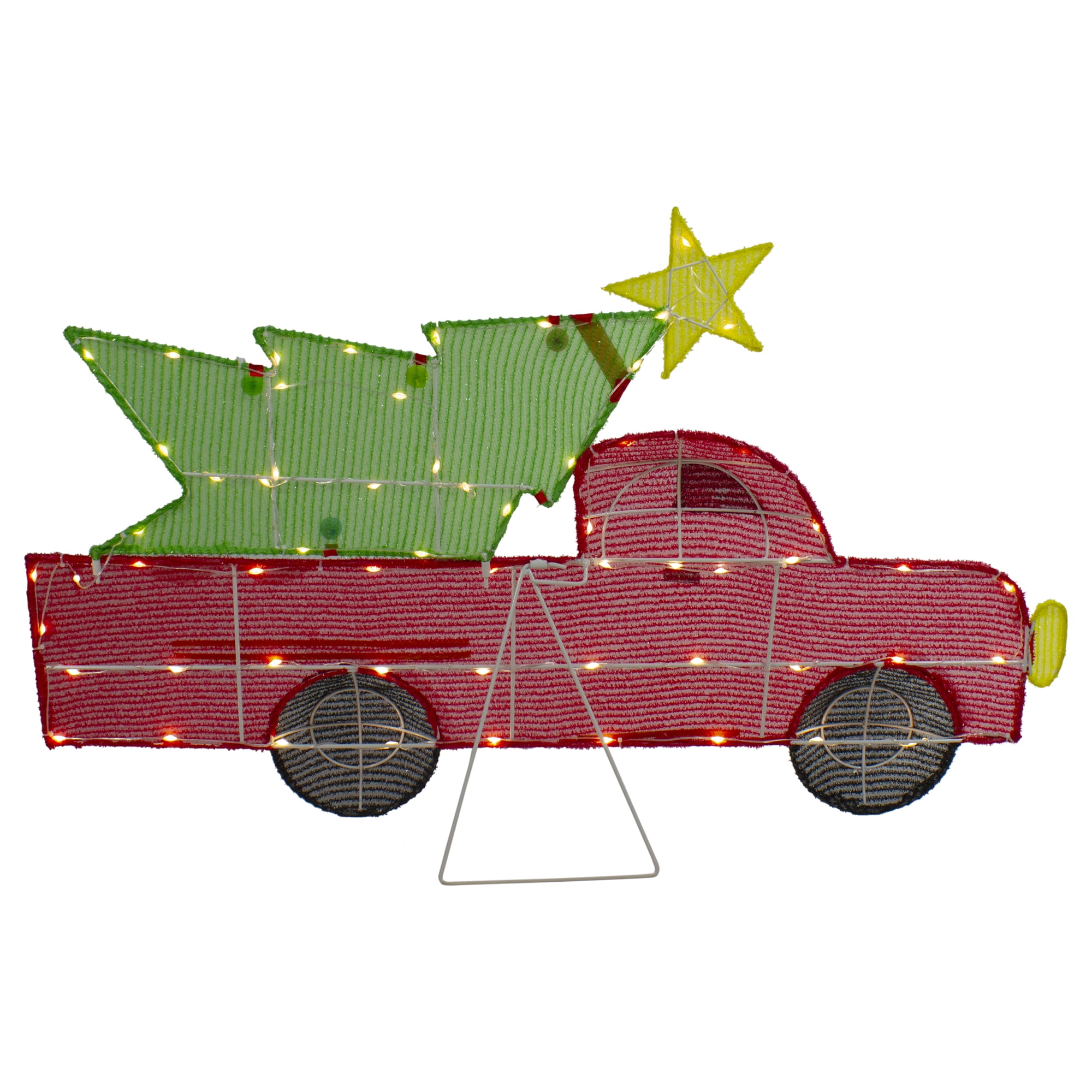Northlight 36" LED Lighted Red Truck with Christmas Tree Outdoor Decoration - Image 3