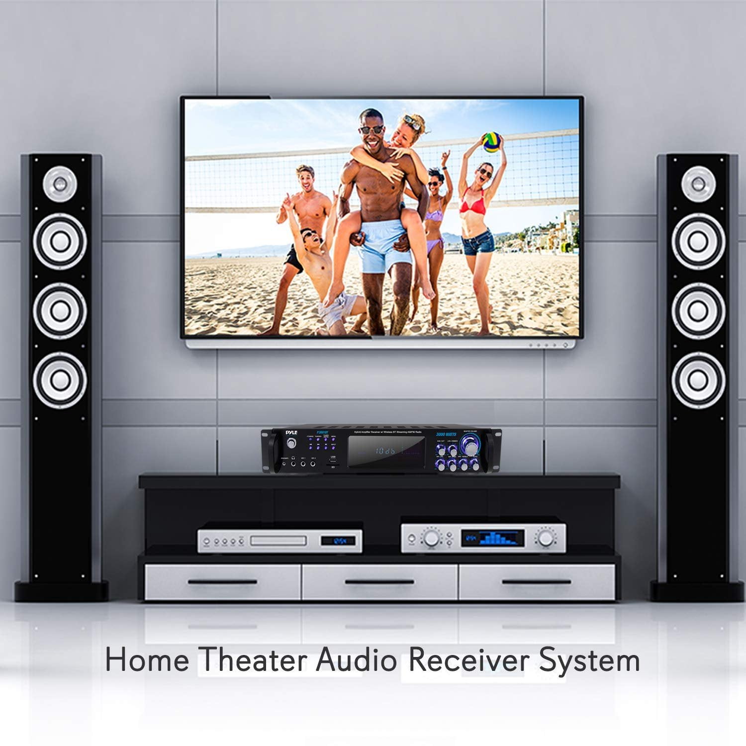 Pyle 3,000 Watt Multi Channel Bluetooth Home Theater Hybrid Amplifier Receiver - Image 4