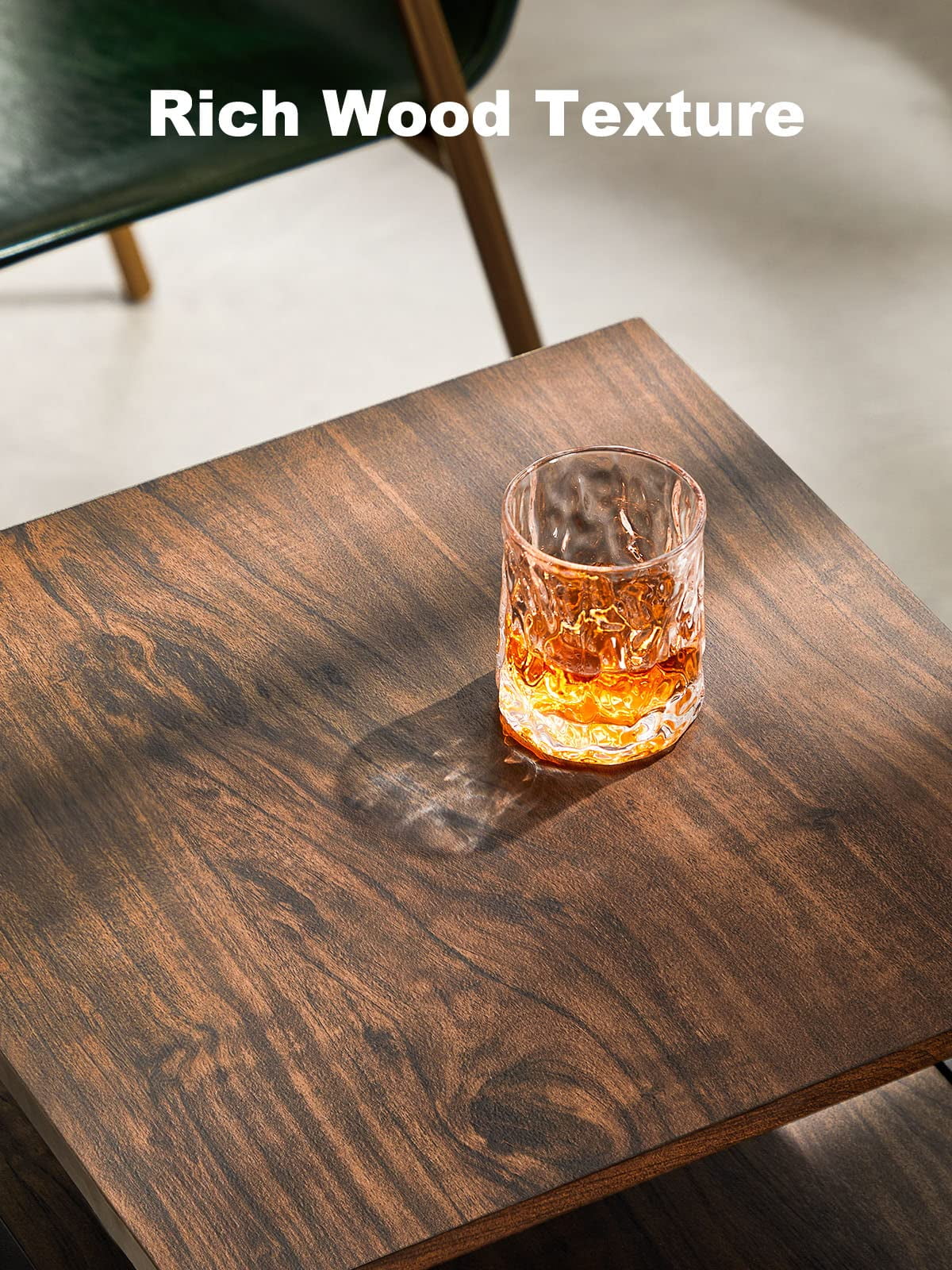 2-Tier Rustic Full Metal Frame Nightstand Table Bedside End Table with Drawer for Livingroom Bedroom - Image 6