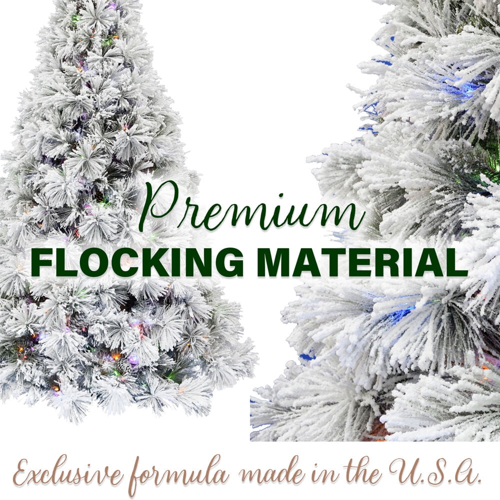 Fraser Hill Farm 6.5 Ft. Sugar Hill Snowy Christmas Tree, Pinecones and 1000 Dual LED Lights - Image 7