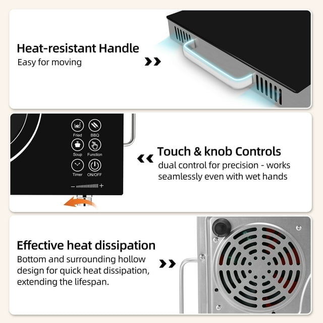 3500W Electric Ceramic Stove,Portable Cooktop,Infrared Induction Cooker Hot Plate,with All Cookware,Heat-Up In 5S with Timer,LED Screen,One-piece Panel for Easy Cleaning - Image 4