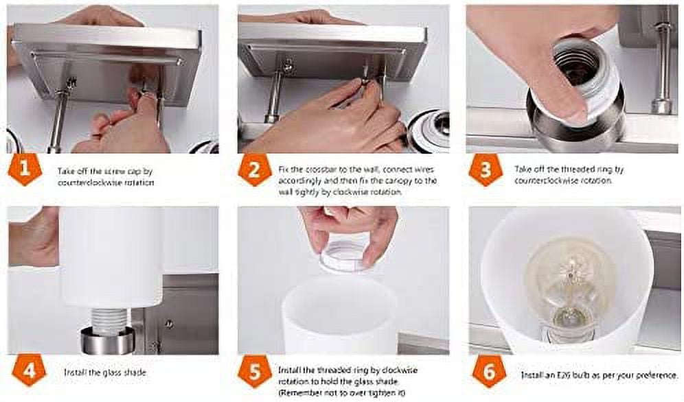 ANTOTEN 4-Light Brushed Nickel Vanity Light with White Frosted Glass Shade - Image 6