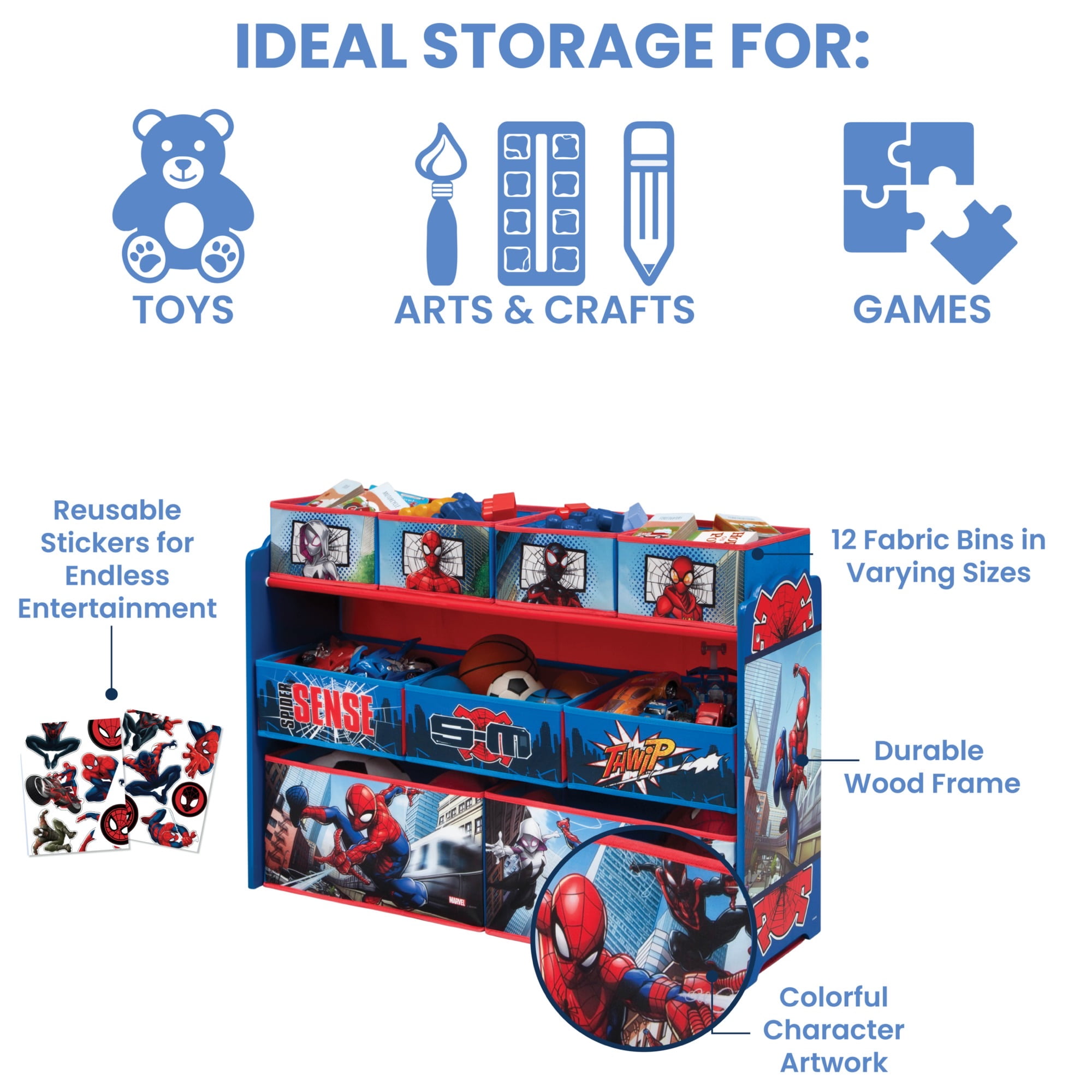 Marvel Spider-Man Deluxe 9 Bin Design and Store Toy Organizer by Delta Children - Image 6