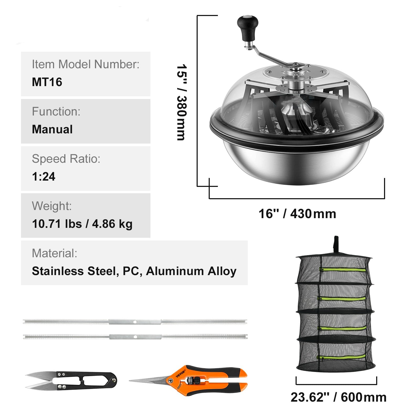 VEVOR Leaf Bowl Trimmer 16'' Manual Bud Trimmer with Stainless-Steel Blades - Image 8