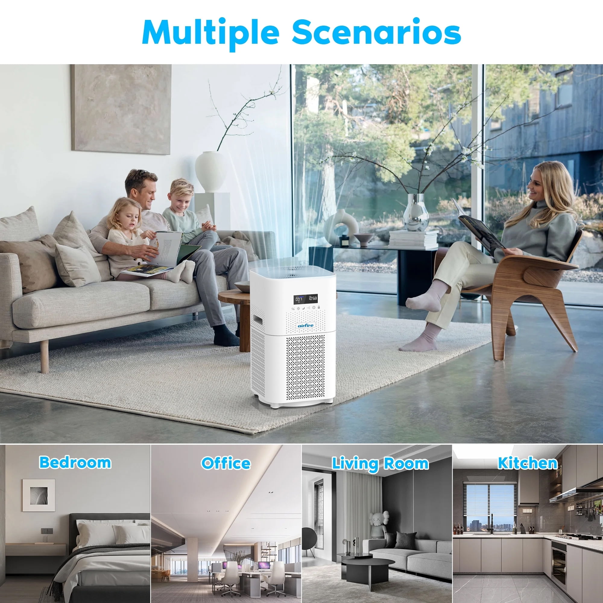 Airfire Air Purifier for Home Large Rooms, up to 2500 Sq. ft Smart WiFi Air Cleaner, Air Purifiers for Allergies and Asthma, H13 True HEPA Filter for Pet Hair, Allergens, Smokers, Odors, Dust, Pollen - Image 8