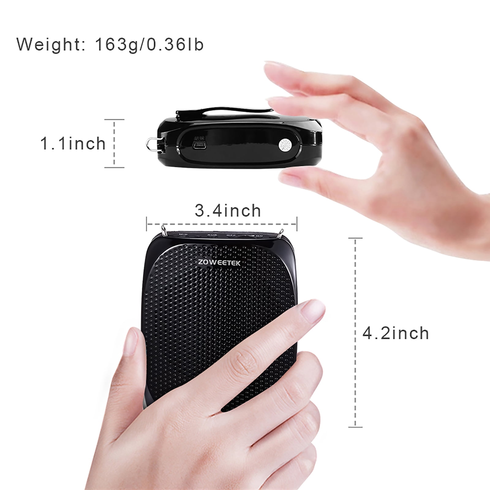 Zoweetek Voice Amplifier with UHF Wireless Microphone PA System Portable Speakers for Classroom Meetings Outdoors Multiple Locations - Image 5