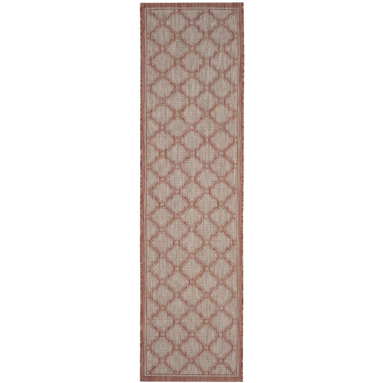 SAFAVIEH Courtyard Maksim Geometric Bordered Indoor/Outdoor Area Rug, 6'7" x 9'6", Red/Beige - Image 2