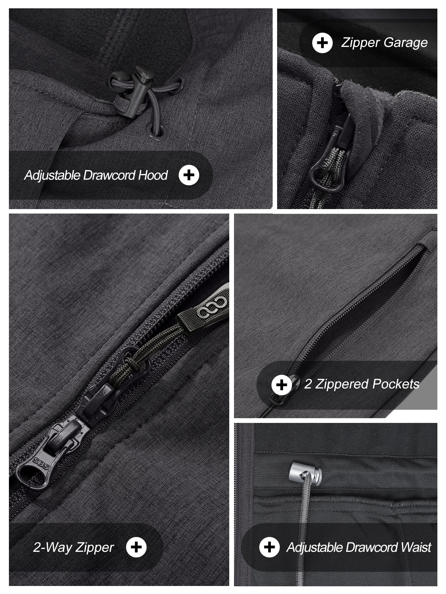 33,000ft Women's Waterproof Softshell Long Rain Jacket with Hood Fleece Lined Windproof Windbreaker - Image 7