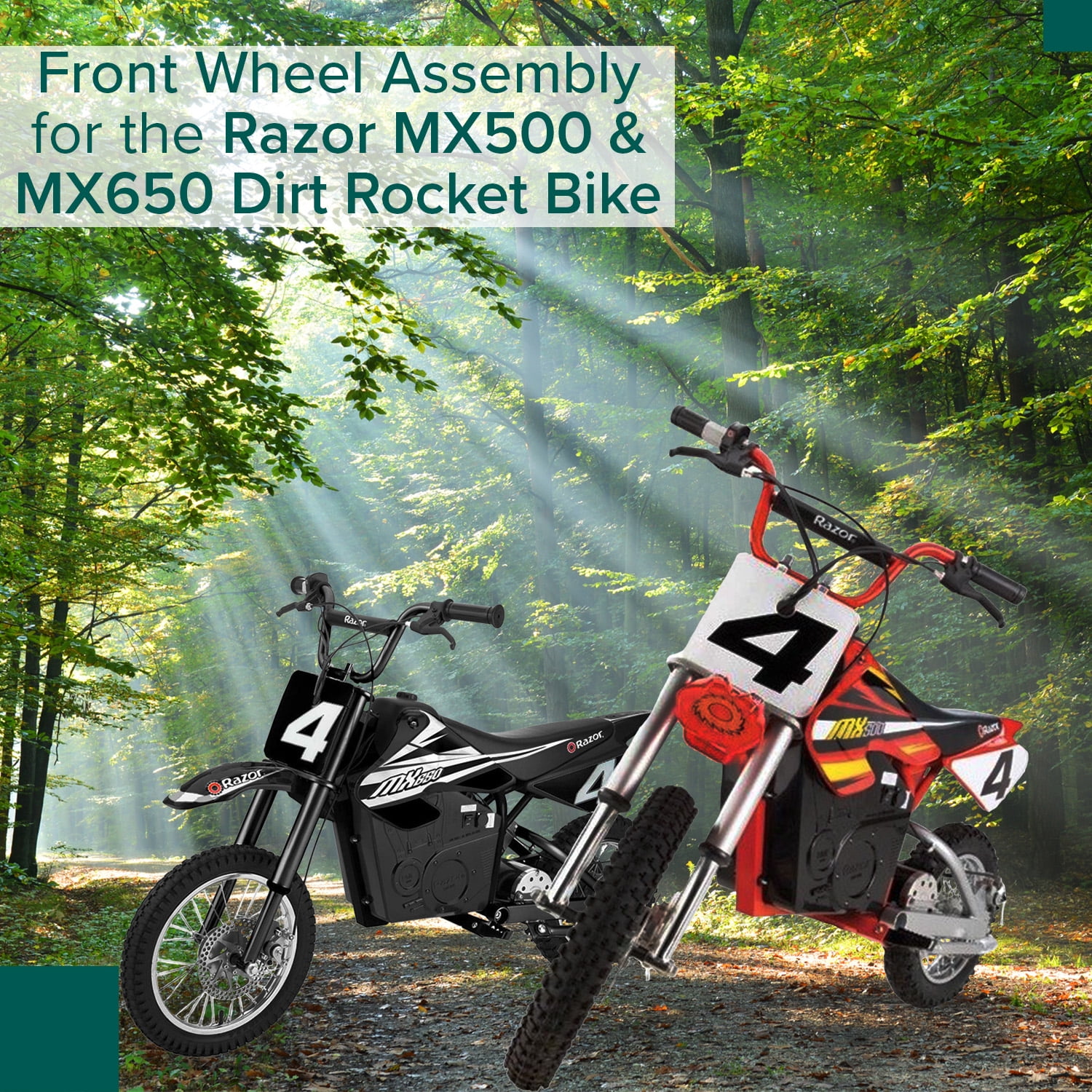 AlveyTech Front Wheel Assembly with Tire/Tube, Rotor, Bearing, Part for Razor MX500/MX650 Dirt Bikes - Image 4