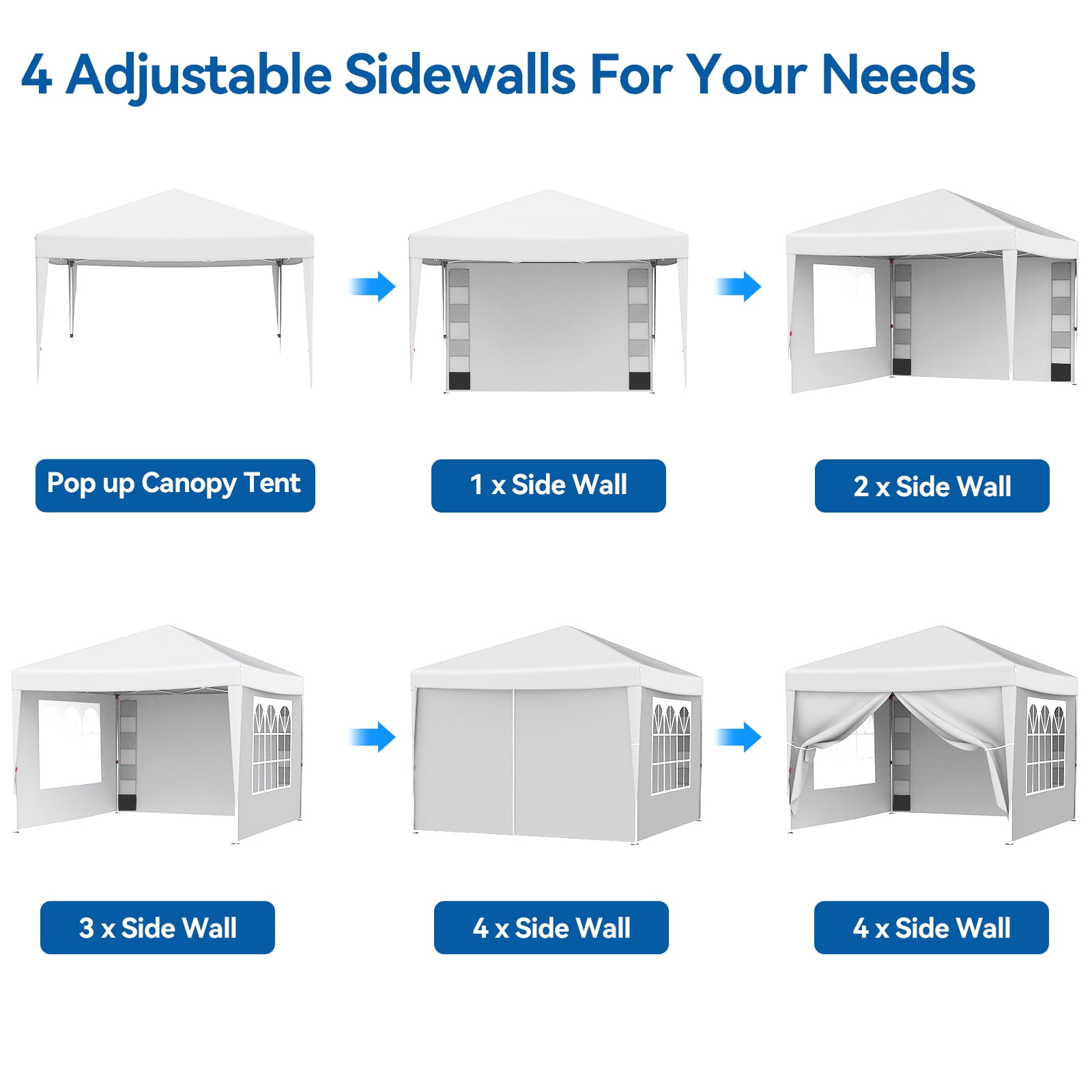 VECUKTY 10 x 10ft Pop up Canopy Tent with Sidewalls, Wheeled Bag, Shelter for Outdoor Shade, White - Image 11