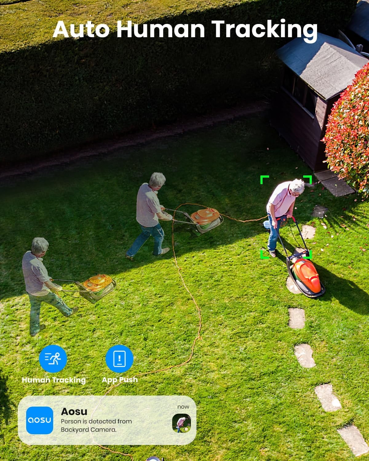 AOSU Solar Security Camera,5MP Wireless Outdoor Cameras,360° Surveillance,Auto Tracking, Human/Vehicle Detection,works with Alexa/Google Assistant - Image 7