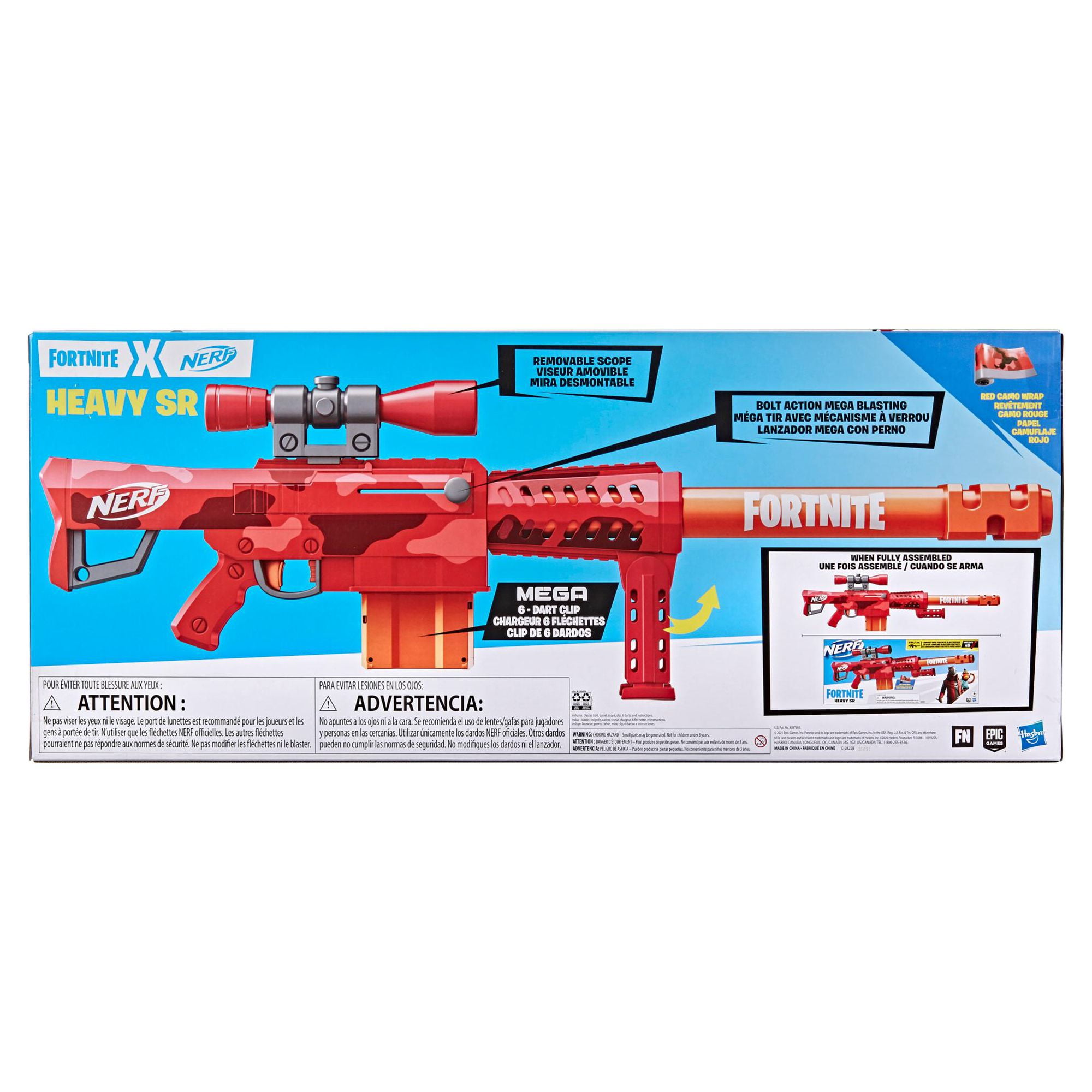 Nerf Fortnite Heavy SR Dart Blaster with Scope, 6 Mega Darts Kids Toys for Outdoor Summer Games Ages 8 and Up - Image 3
