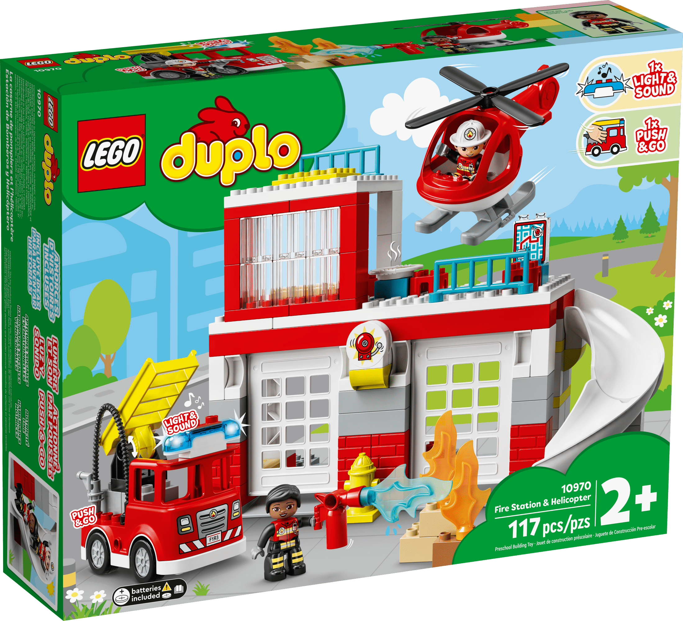 LEGO DUPLO Fire Station & Helicopter Playset 10970, with Push & Go Truck Toy for Toddlers, Boys and Girls 2 Plus Years Old, Large Bricks Educational Learning Toys - Image 4