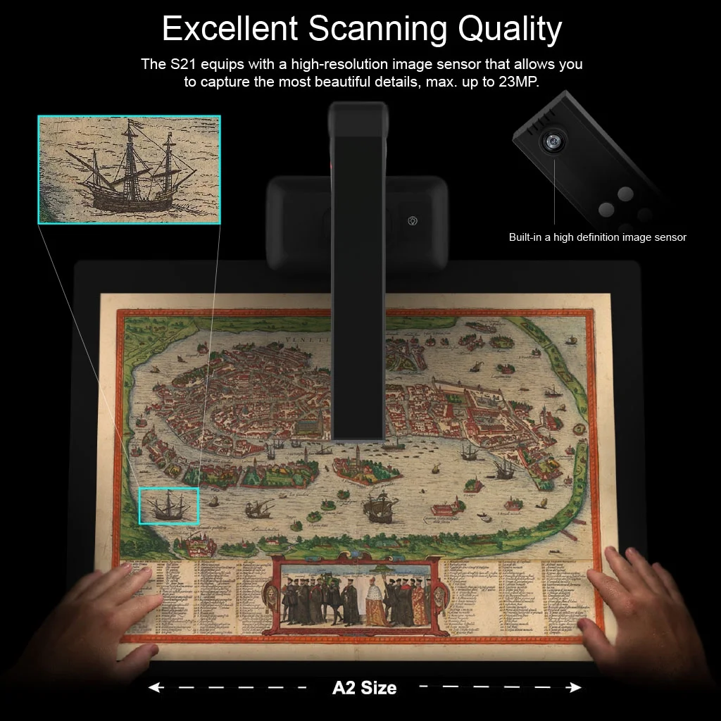 VIISAN S21 23MP A2/A3 Book Document Camera Scanner Large Format Overhead Multi-Language OCR - Image 5