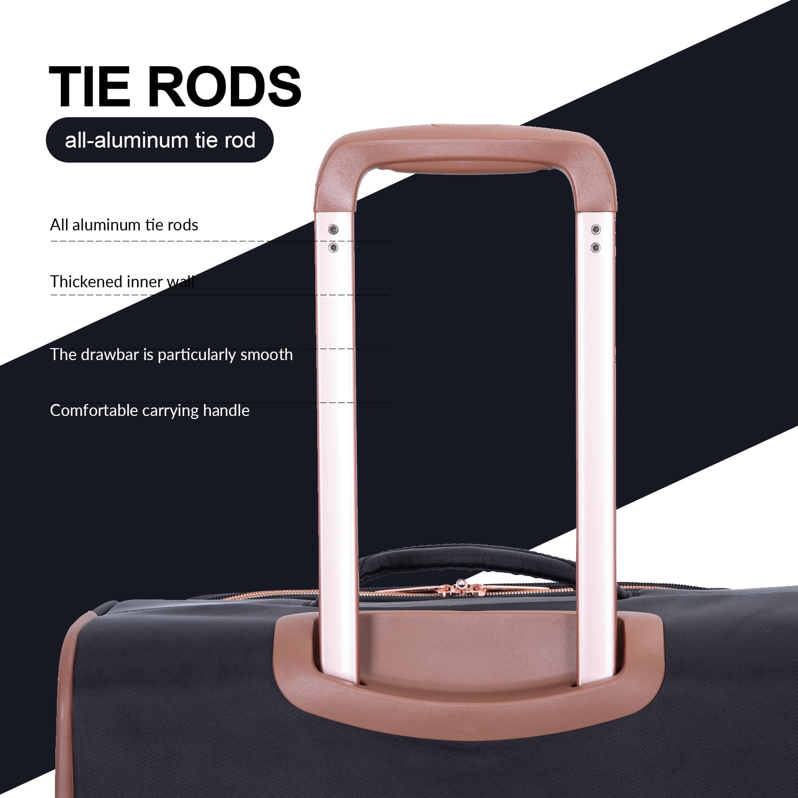 Travelhouse 3 Piece Luggage Set Softside Expandable Lightweight Suitcase with Spinner Wheels.(Black) - Image 5