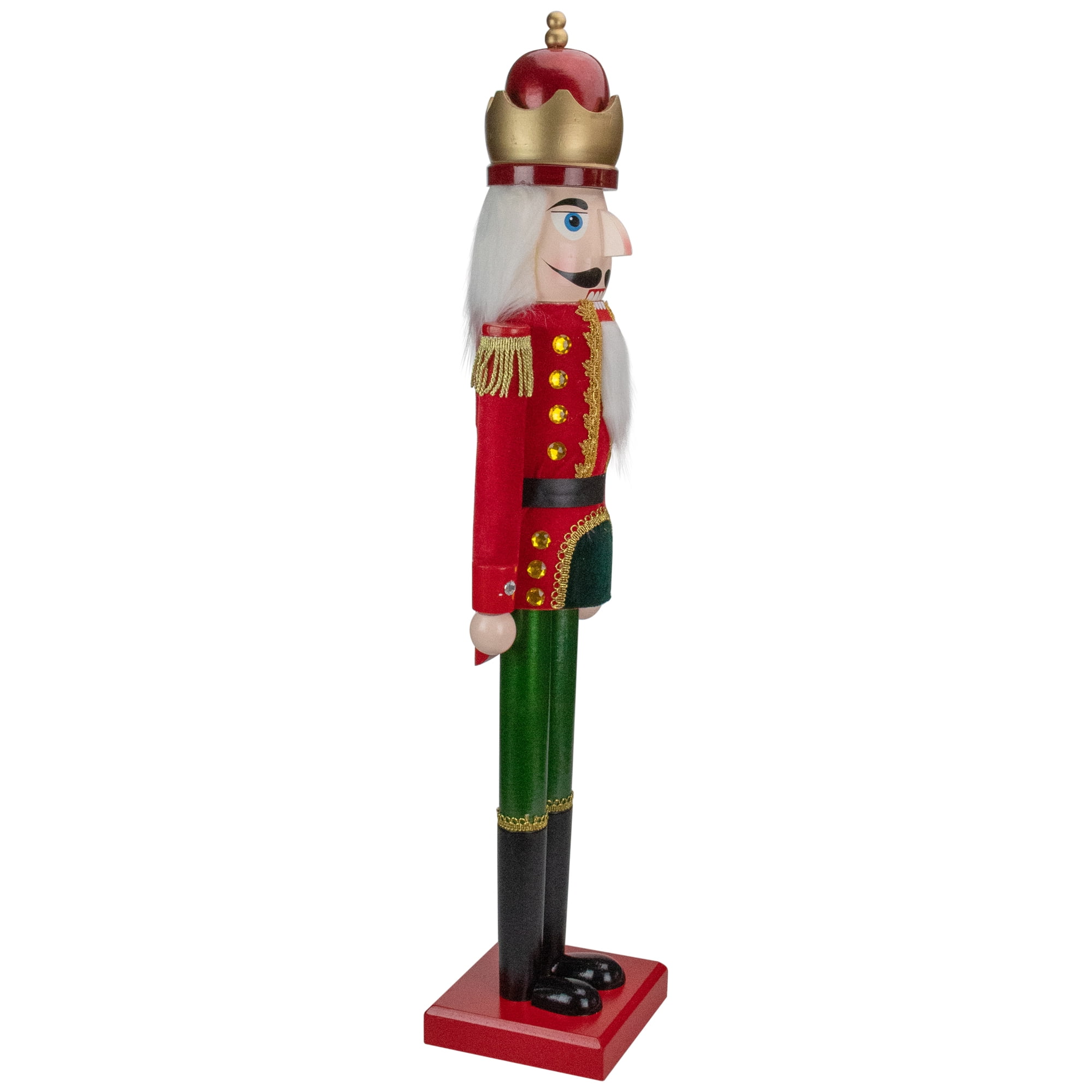 Northlight 35.5" Red and Green Velvet Wooden Christmas Nutcracker King - Image 4