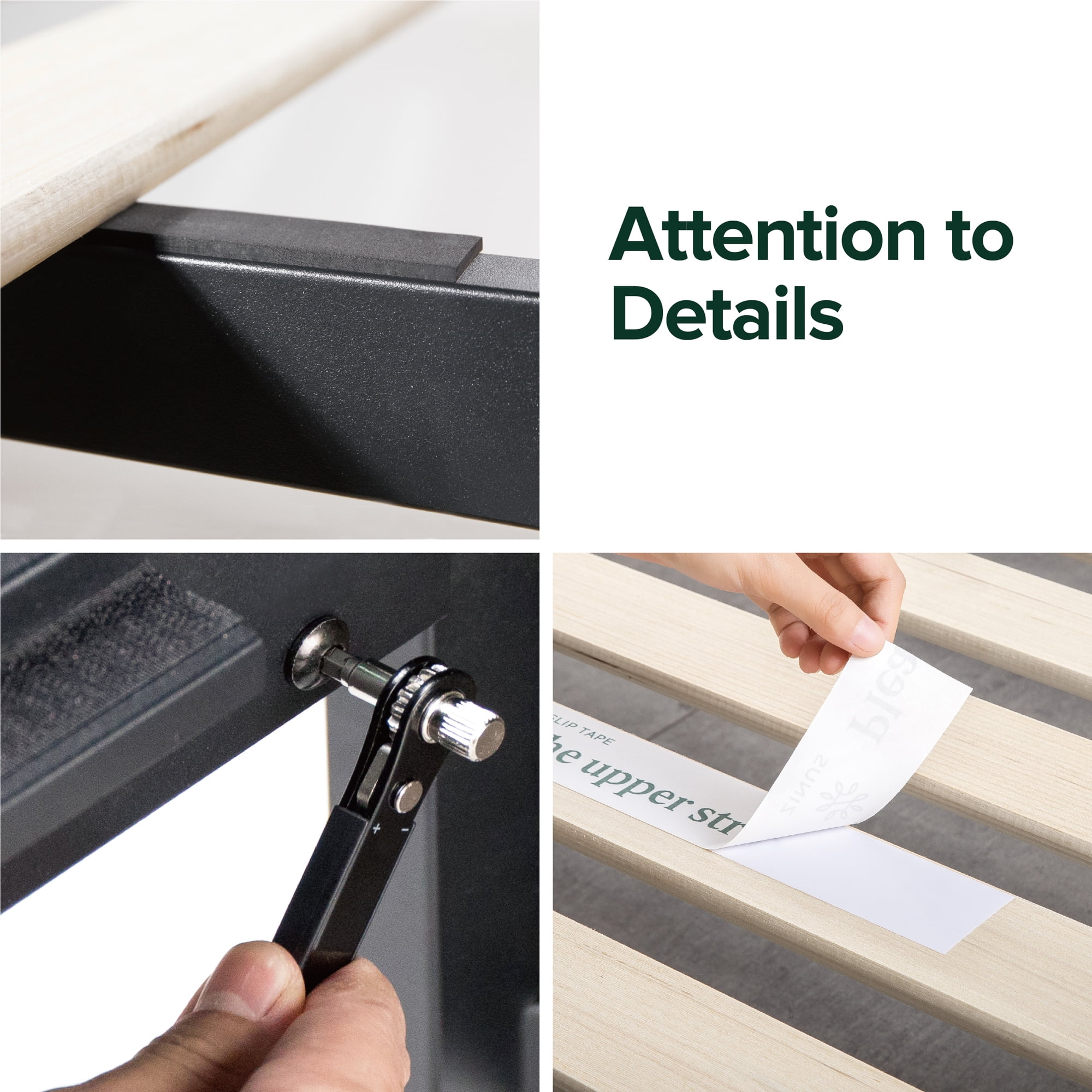 Zinus Suzanne 39" Bamboo and Metal Platform Bed Frame with Shelf and USB Ports, Adult, Queen - Image 7