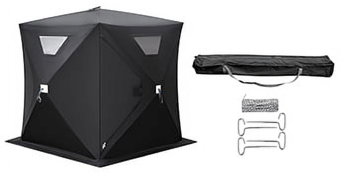 VEVORbrand Ice Fishing Shelter Tent, 2 Person 300 D Oxford Fabric Portable, Strong Waterproof for Outdoor Fishing, 148 x 148 x 168 cm, Black - Image 9
