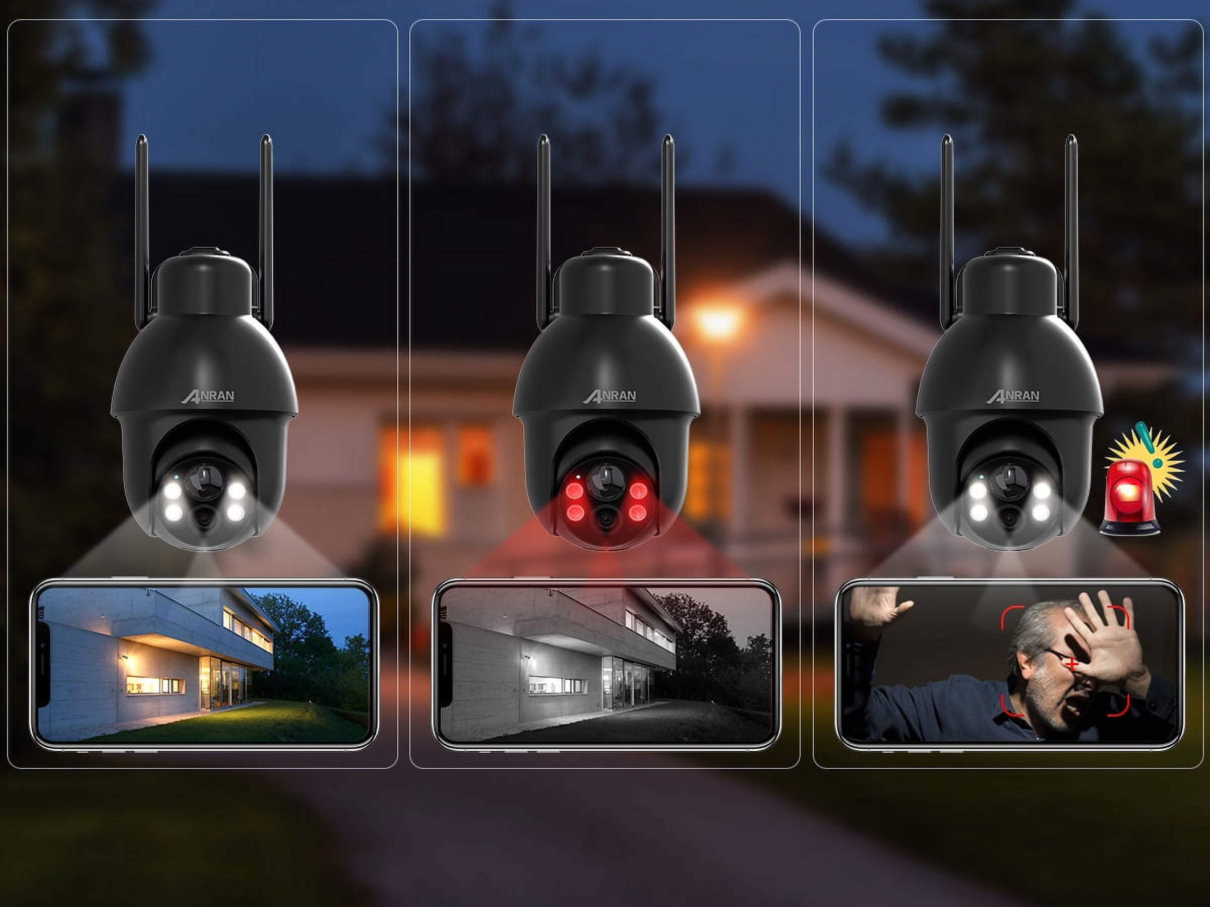 ANRAN 2K Security Camera Wireless Outdoor, Solar Outdoor Camera with 360° View, Smart Siren, Spotlights, 3MP Color Night Vision, AI Human Detection, 2-Way Talk - Image 3