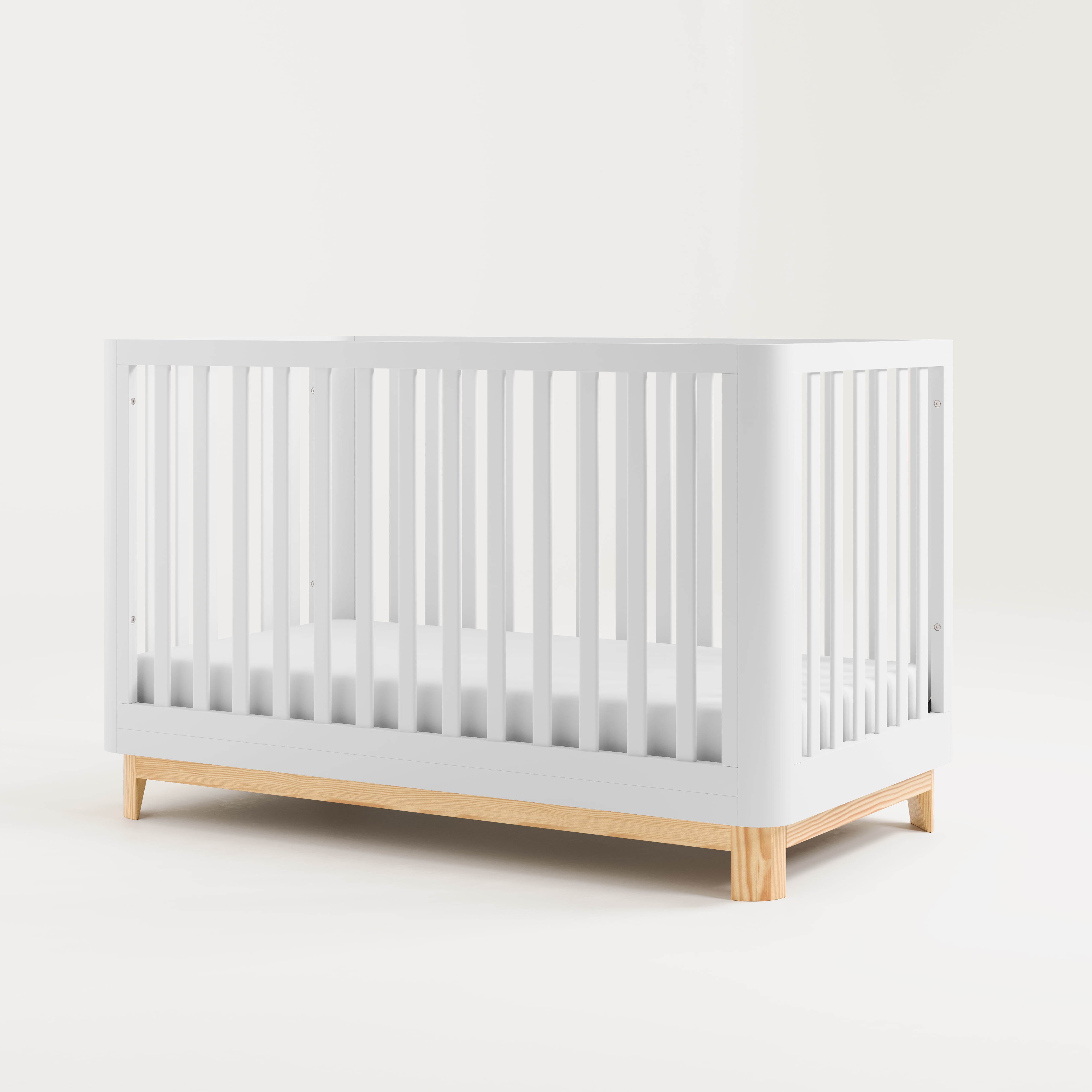 Storkcraft Santos 3-in-1 Convertible Baby Crib, White with Natural - Image 9