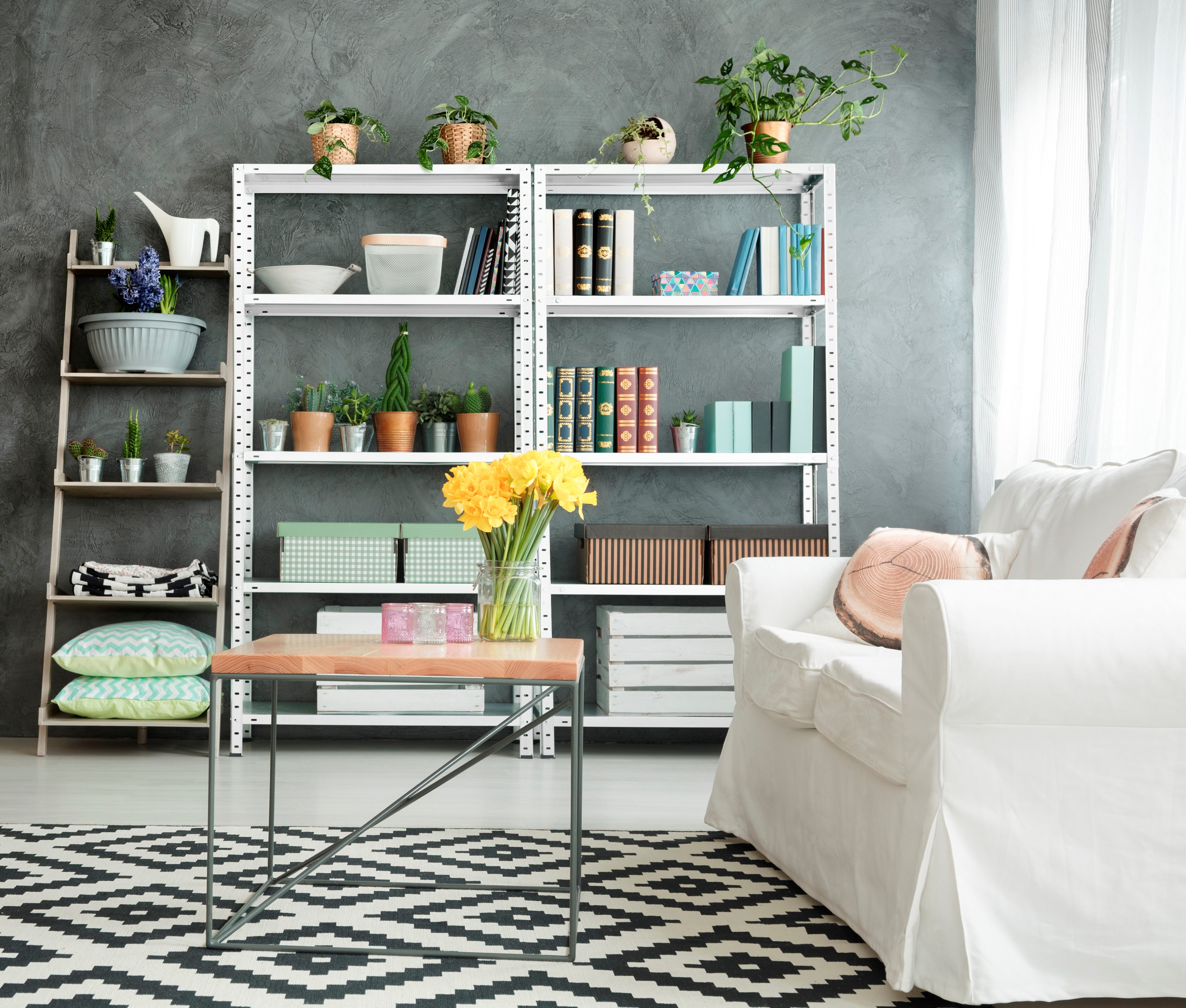 Ar Shelving 5-Tier Powder-Coated Metal Decorative Household Storage Shelving Unit Bookcase in Chick White (36 in. W x 69 in. H x 12 in. D) - Image 3