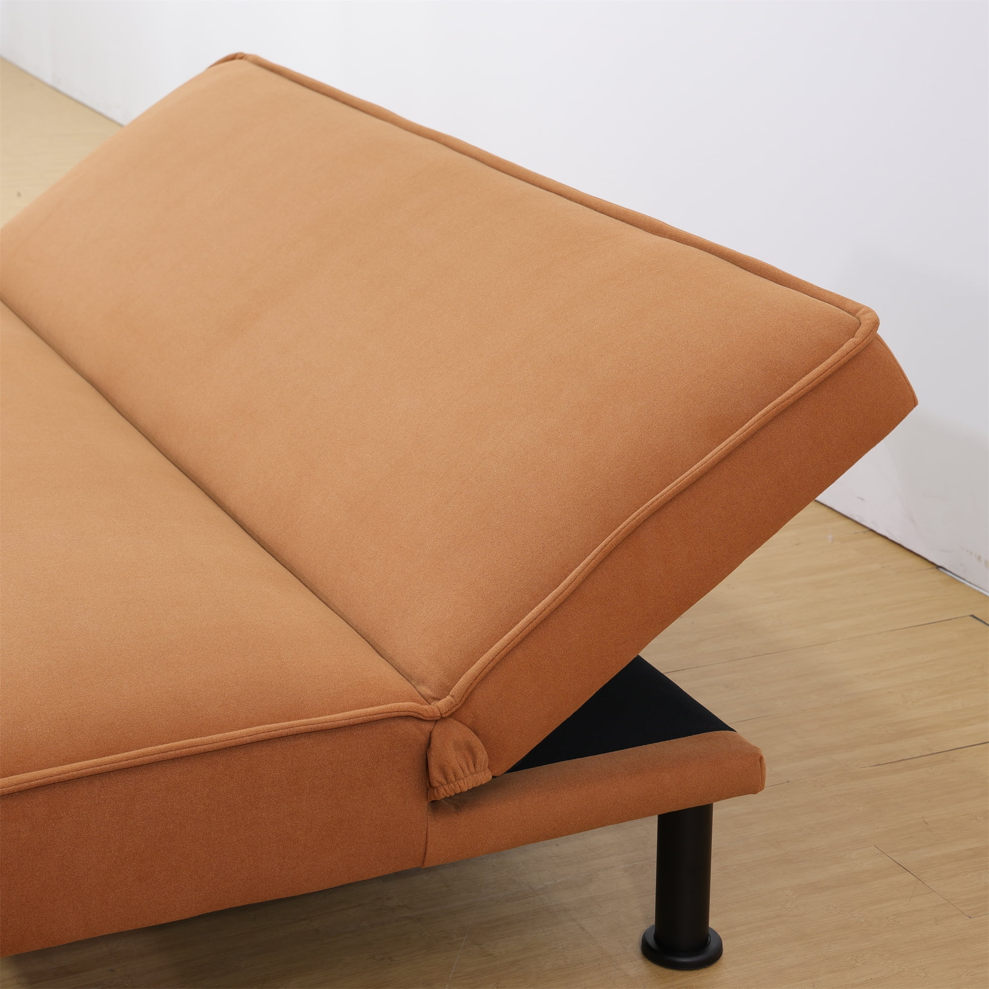 Aukfa Studio Futon Convertible Sofa Bed for Home Office, Upholstered Loveseat, Flannel, Orange - Image 9