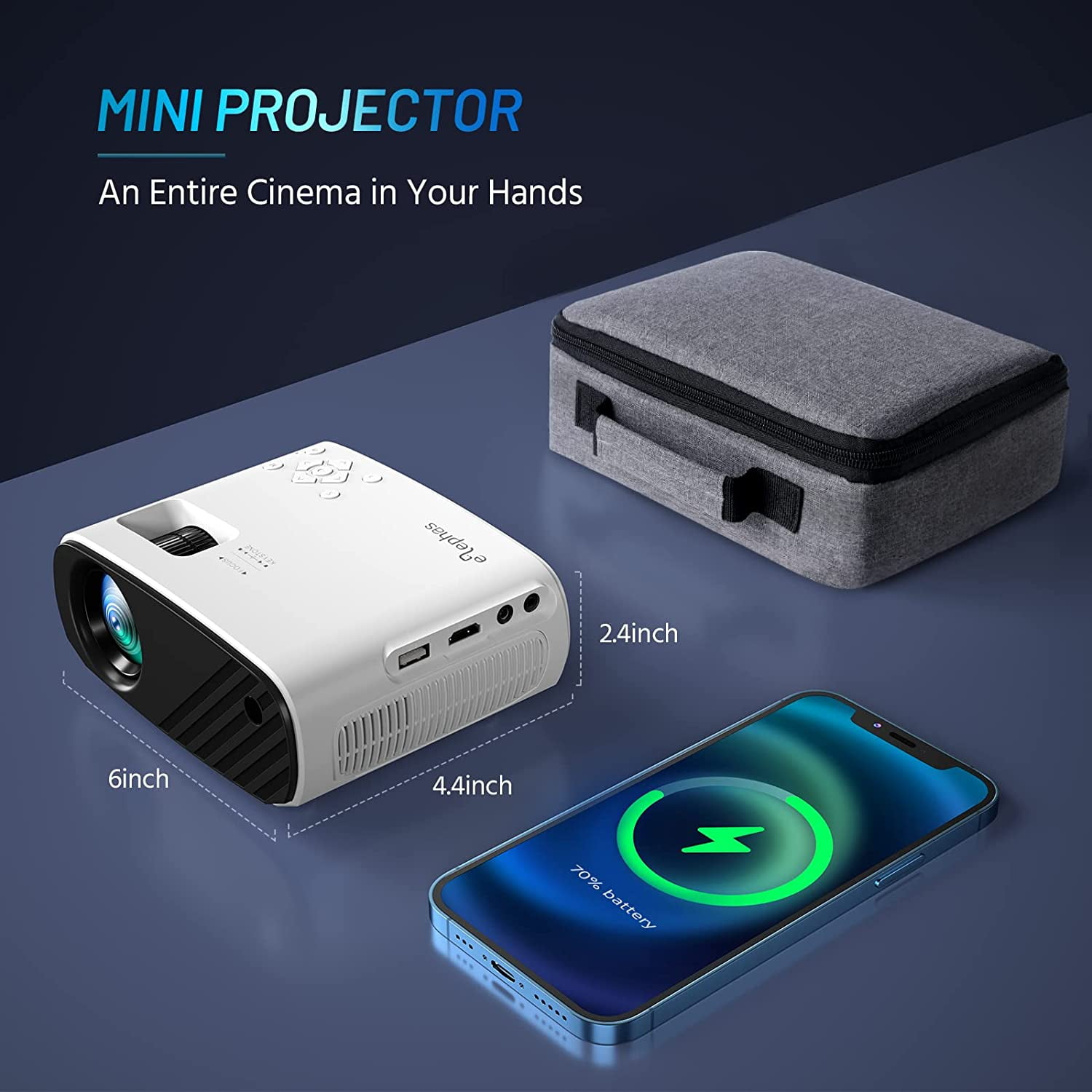 Mini Projector(Tripod and Bag Included),4K Support Native 1080P Portable Movie Projector Compatible with Android/iOS/Windows/TV Stick/HDMI/USB - Image 4