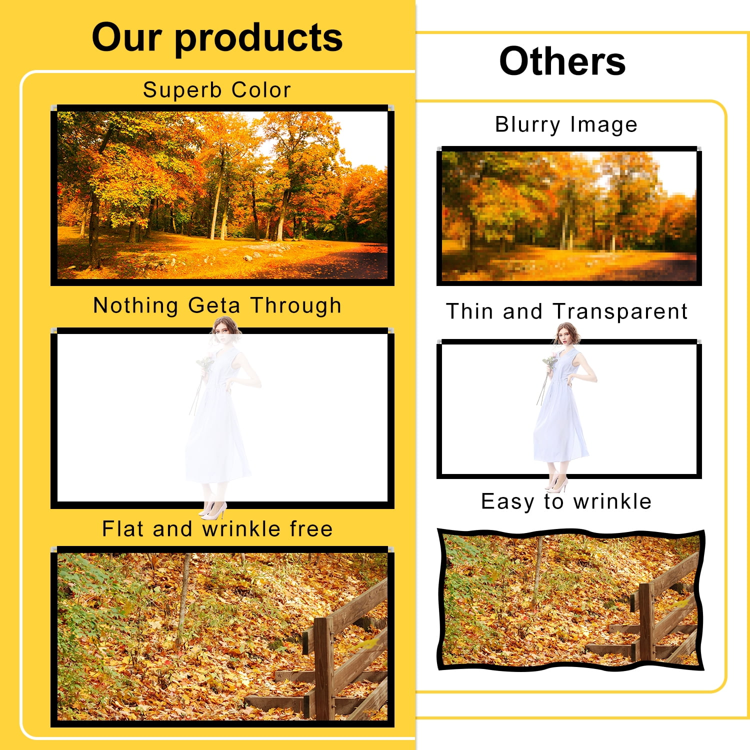 HOIN 100 inch Outdoor Projector Screen and Stand,16:9 Foldable Movies Screen Home Theater with Carry Bag - Image 7