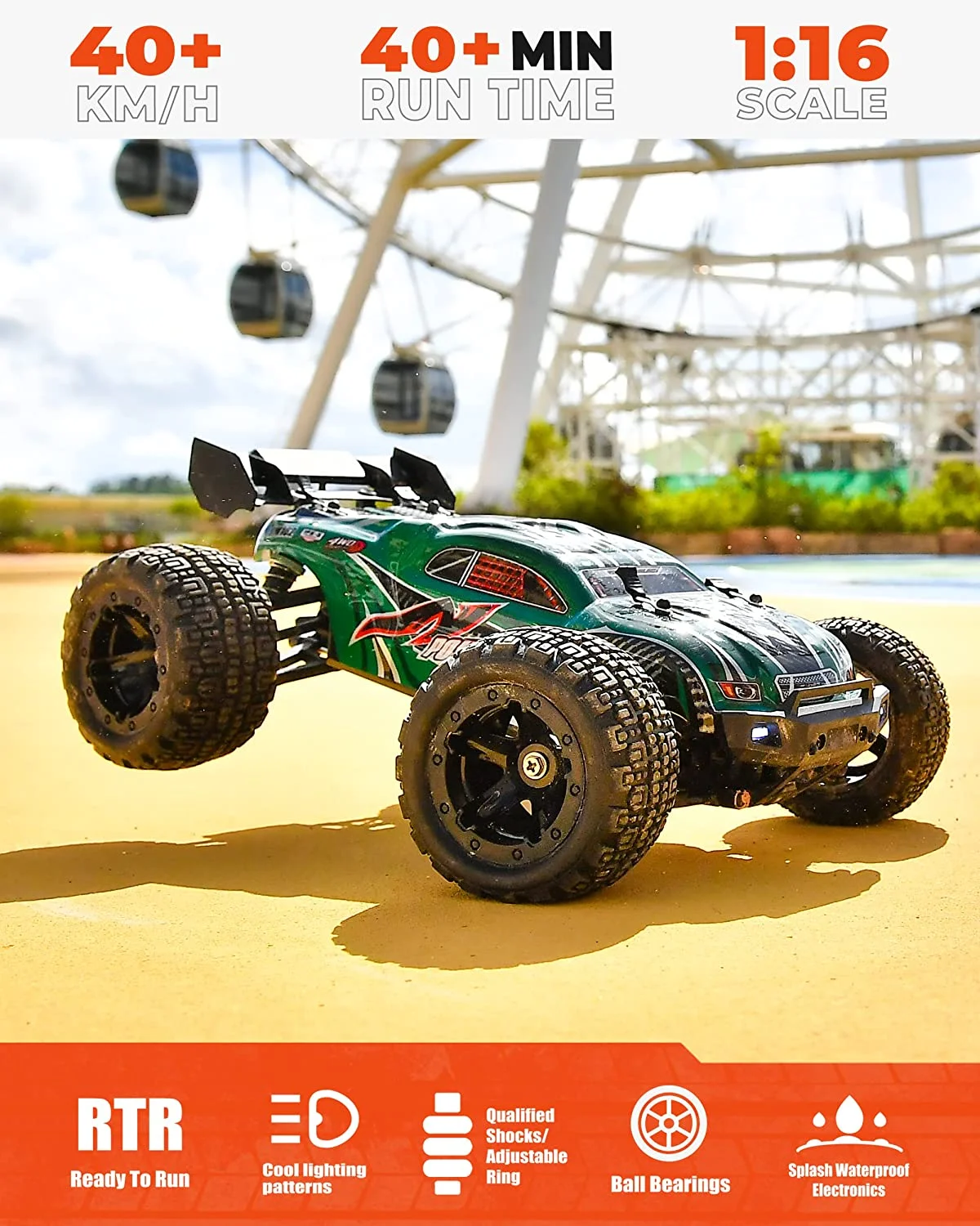 YCFUN High Speed Brushed Remote Control Cars for Boys Adults, 40+KM/H RC Cars 4WD RC Trucks - Image 3