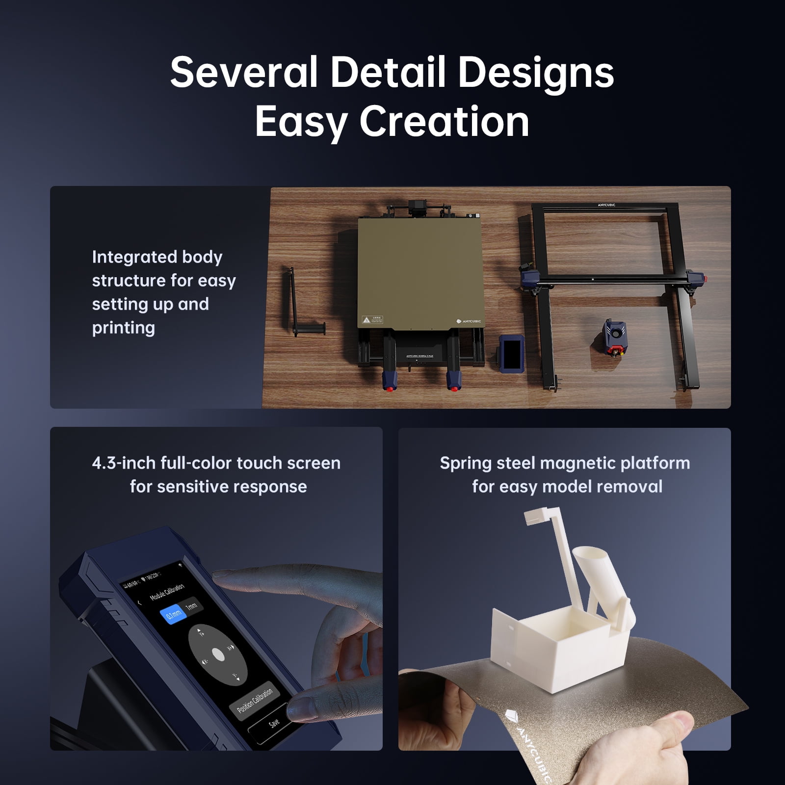 ANYCUBIC Kobra 2 Max, .4.3'' Screen Smart Easy Use Vibration Compensation 3D Printer, Large Printing Volume 88L 420*420*500mm - Image 3