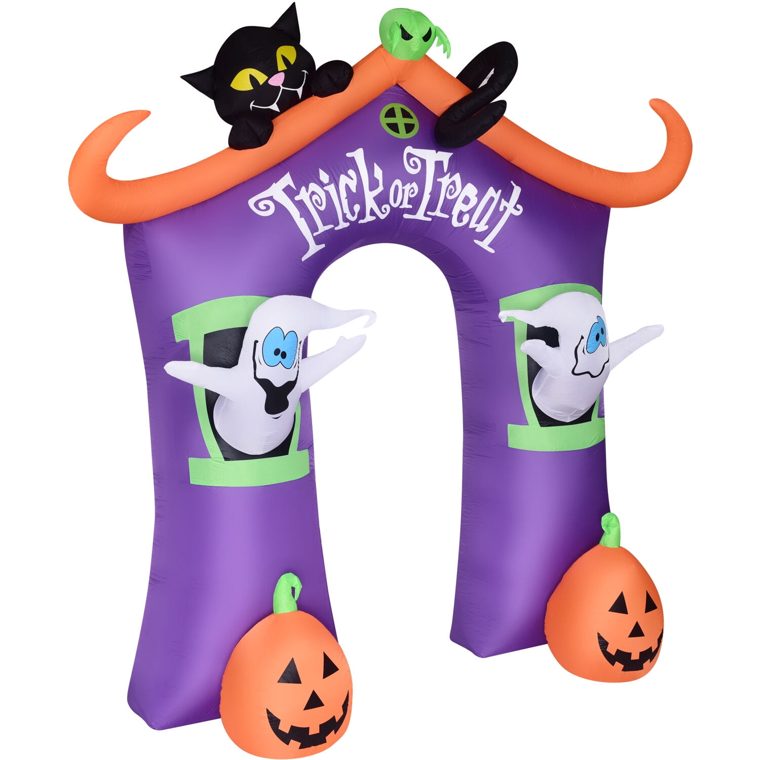 Haunted Hill Farm 9 ft Inflatable Pre-Lit Trick or Treat Walkway Arch with Black Cat, Jack-O-Lantern and Ghost, HITOTARCH091-L - Image 7