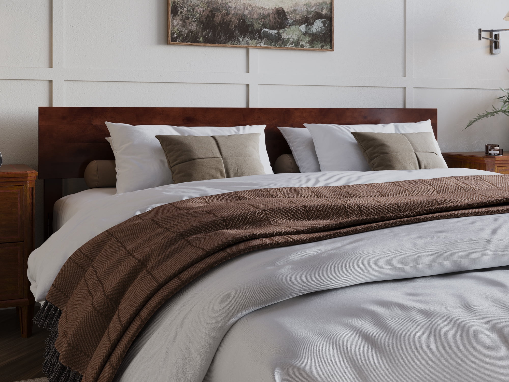 AFI Aria King Modern Solid Wood Low Profile Platform Bed, Walnut - Image 6