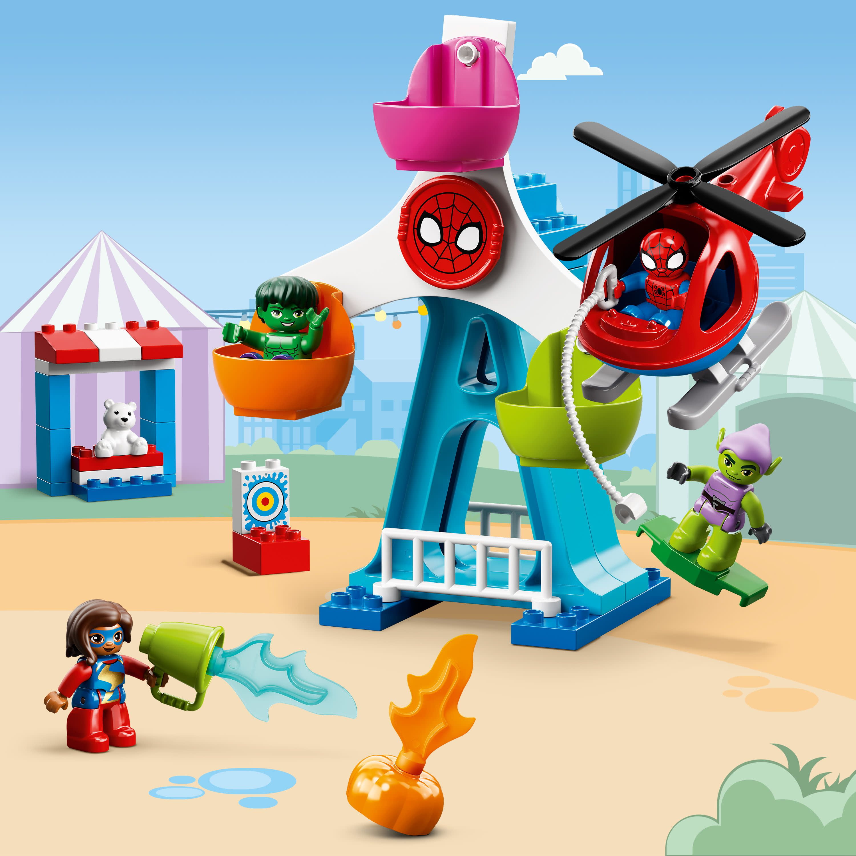 LEGO DUPLO Marvel Spider-Man & Friends: Funfair Adventure 10963 Fairground with Helicopter toy, Spidey and Hulk Figures, Toys for Toddlers, Boys & Girls Ages 2 Plus - Image 7