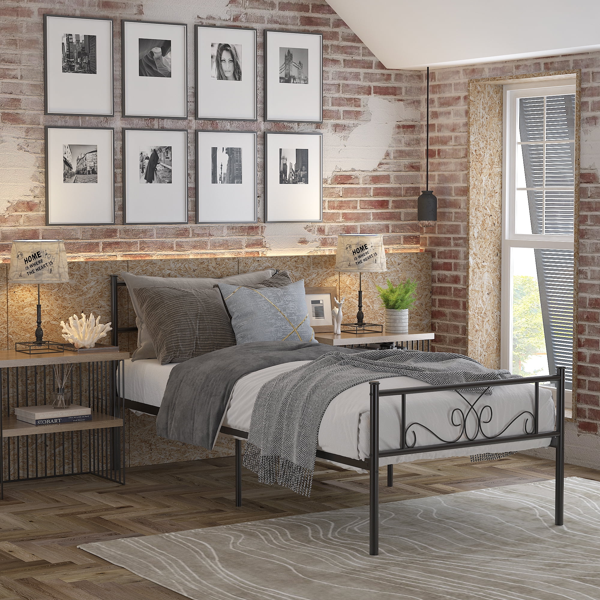 Yoneston Twin Size Metal Platform Bed Frame with Headboard, 12.7” Single Bed Frame for Kids, Teens Bedroom, Black - Image 4