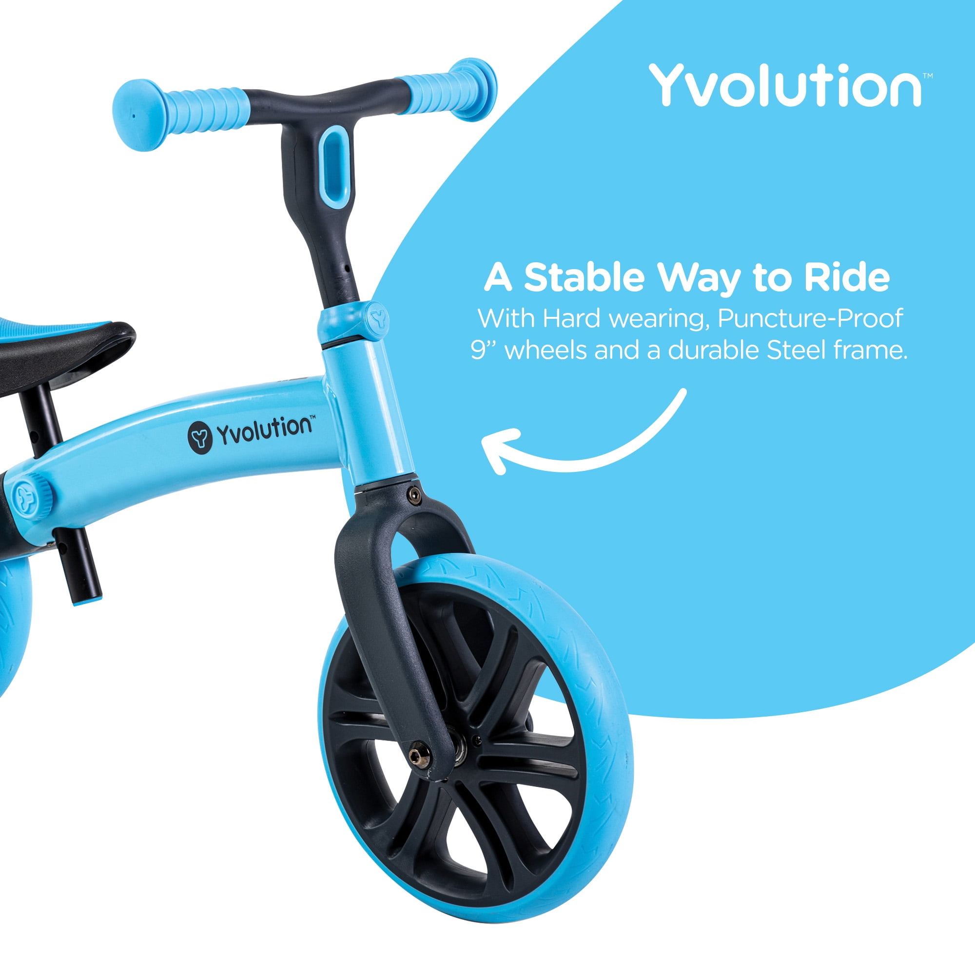 Yvolution Toddler Balance Bike 9'' Wheel (Blue) Boys and Girls, 18 Months to 3 Years Old - Image 3