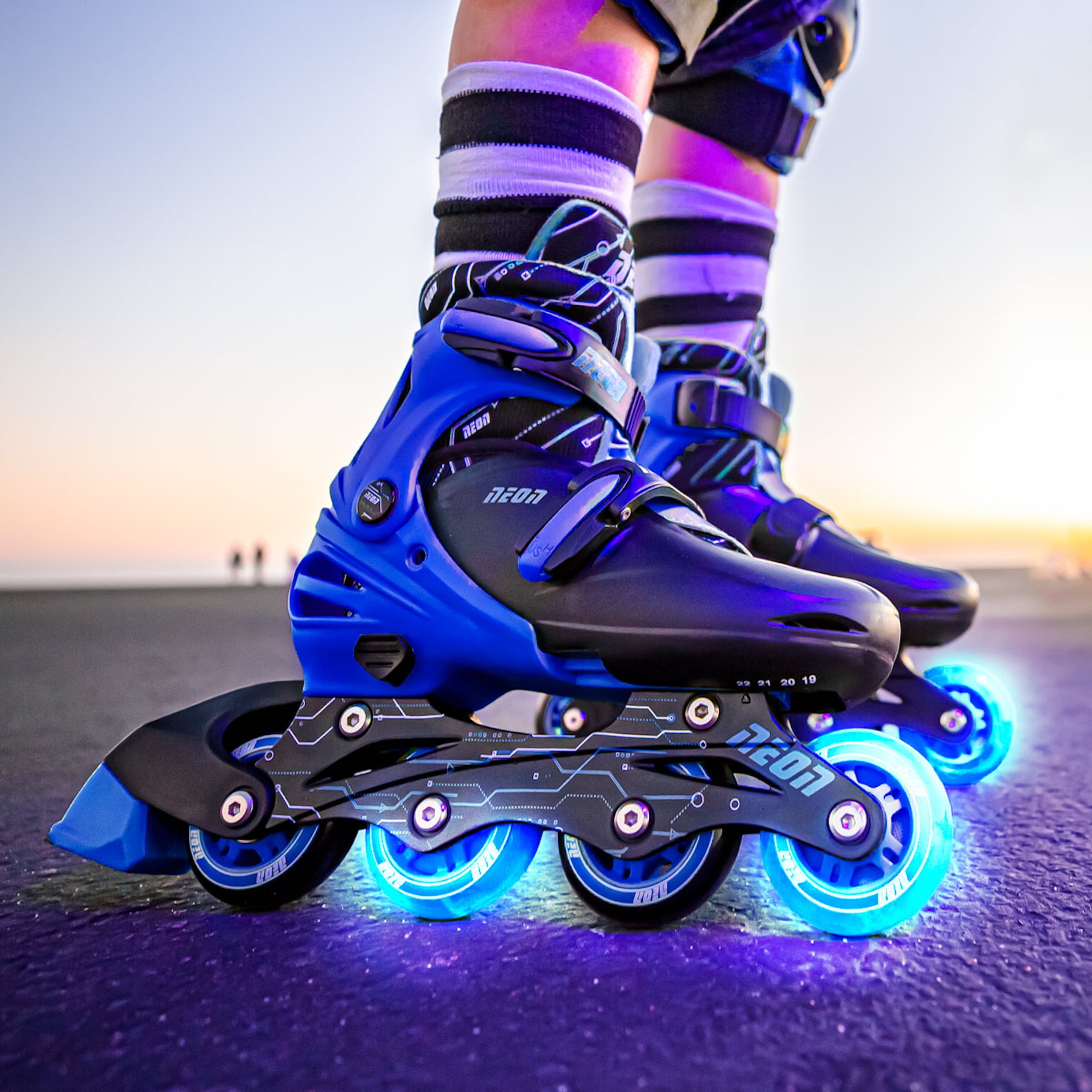 Yvolution Neon Kids Roller Skates Inline Size 3-6, One Pair, Skates for Boys and Girls, Blue - Image 5