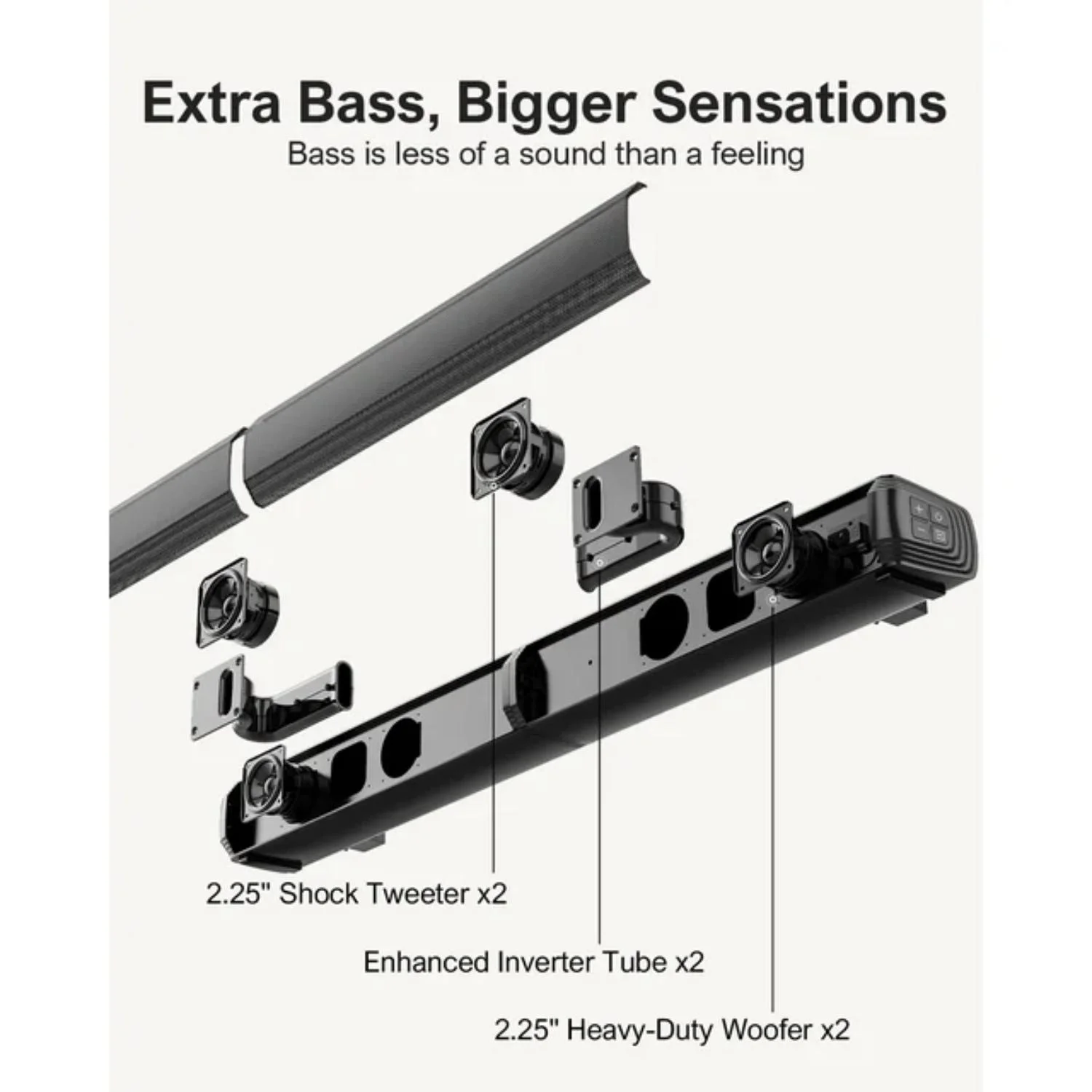 ULTIMEA 2.2ch Sound Bar for TV, Built-in Dual Subwoofer, 2 in 1 Separable Bluetooth 5.3 Soundbar , Bassmax Adjustable TV Surround Sound Bar, HDMI-ARC/Optical/Aux Home Theater Speakers, Wall Mount - Image 8