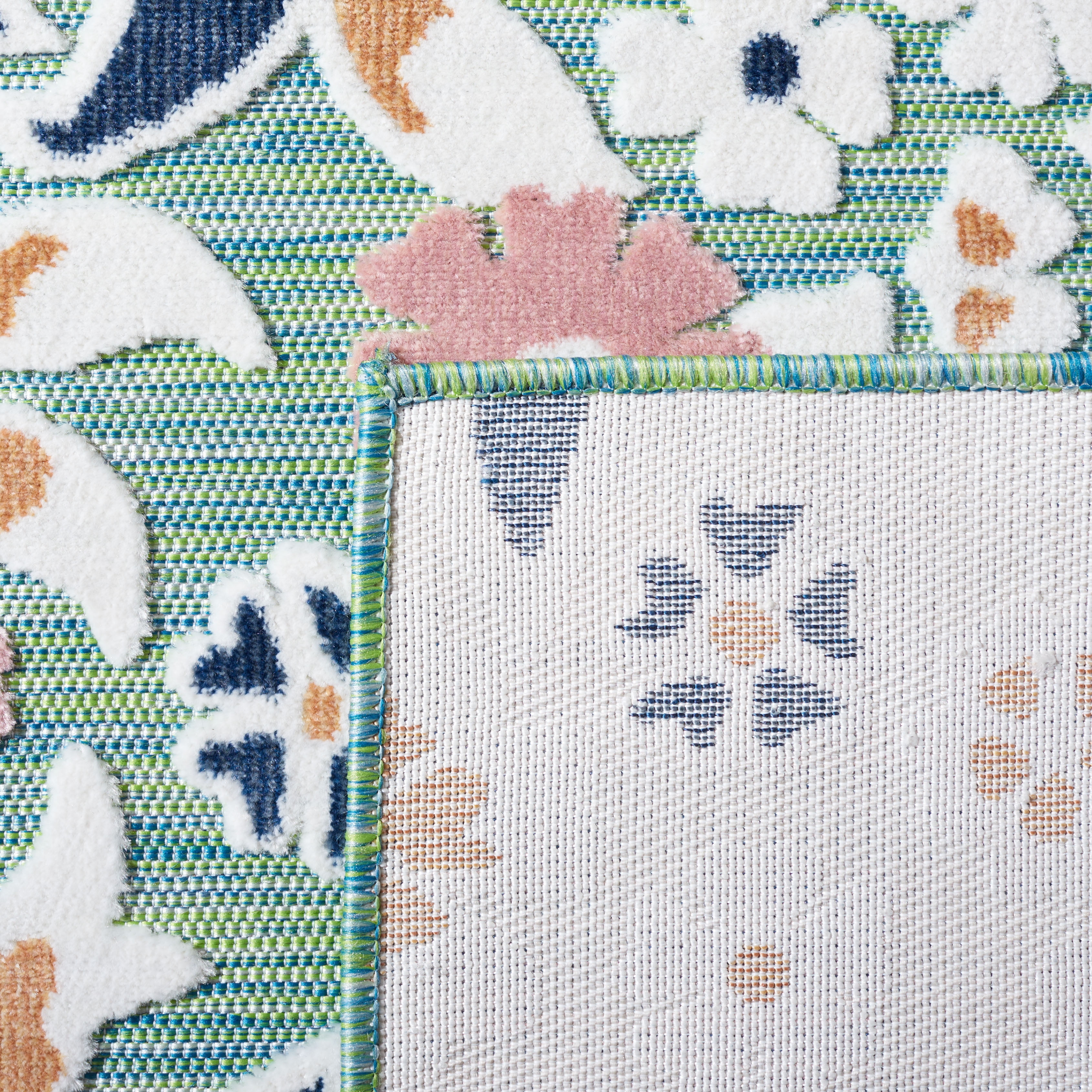 SAFAVIEH Cabana Tobias Floral Indoor/Outdoor Area Rug, Green/Navy, 5'1" x 7'6" - Image 5