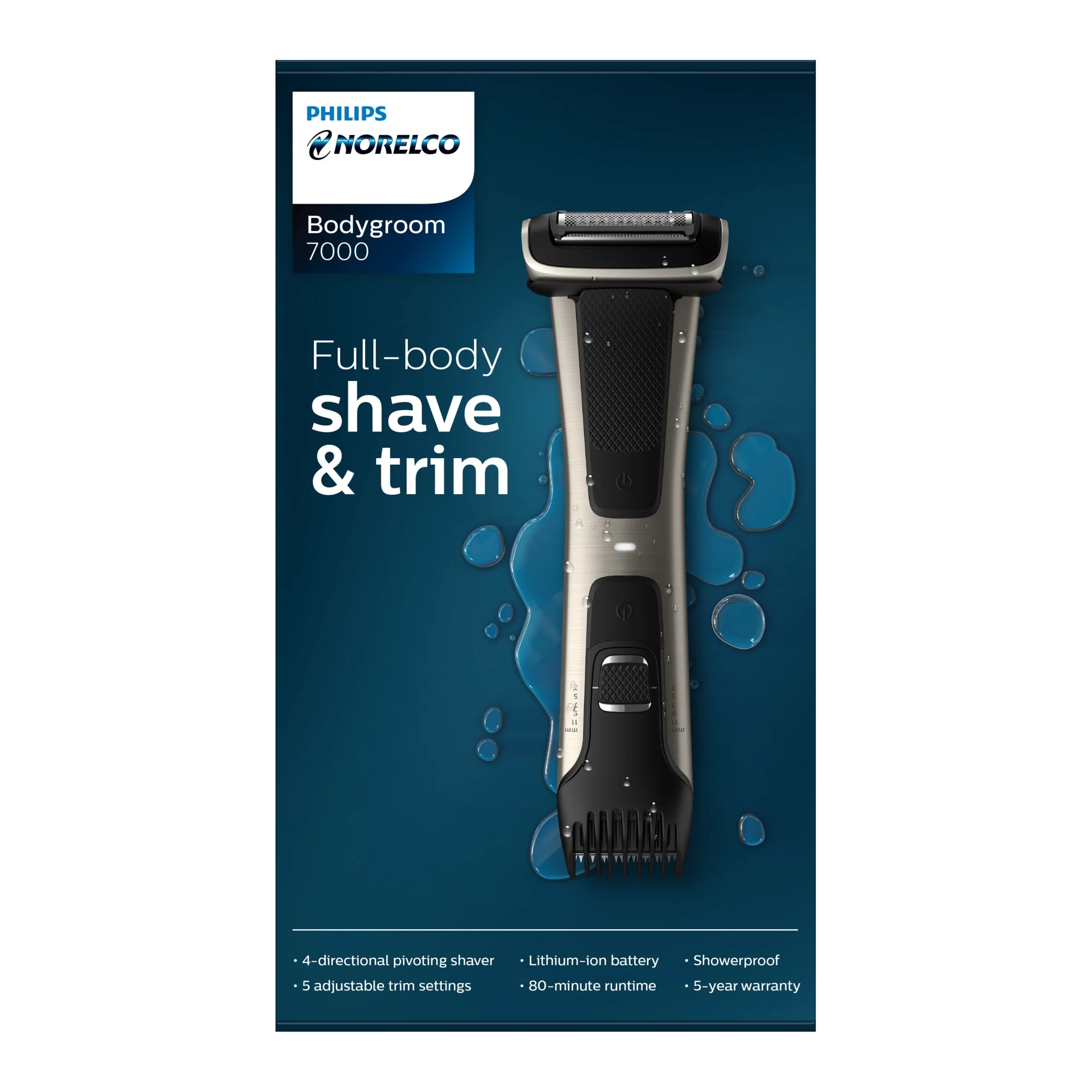 Philips Norelco Bodygroom Series 7000 Showerproof Body & Manscaping Trimmer & Shaver BG7030/49 - Image 5