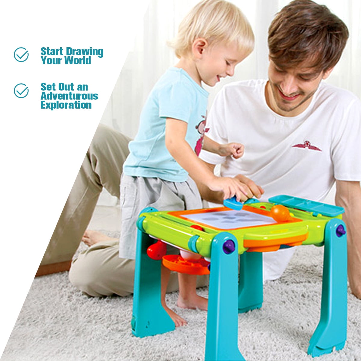 Costway 3 in 1 Sit to Stand Learning Walker Kids Activity Center - Image 7