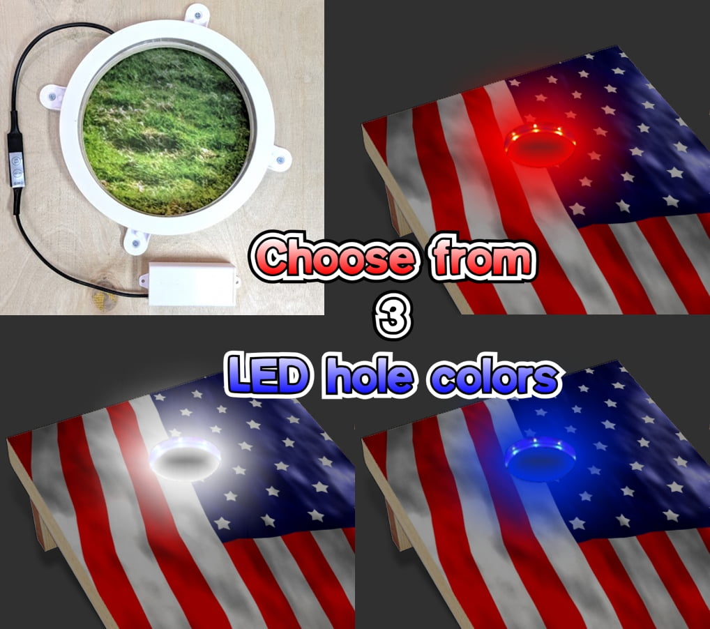 4 ft. X 2 ft. Wood Cornhole Bag Toss Boards w/ Color-Changing LED Lights & 8 All-Weather Bags - USA Edition - Image 4