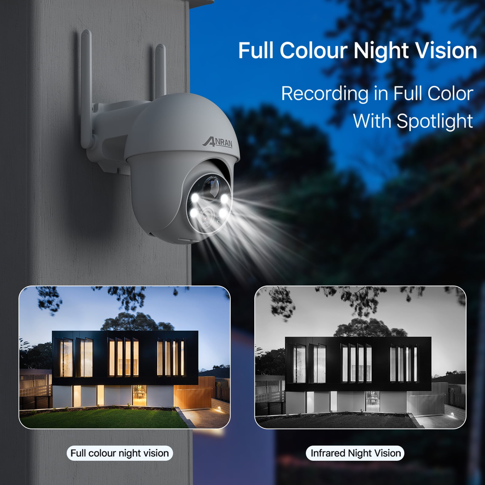 ANRAN Solar Security Camera Outdoor, 5MP Security Camera Wireless Outdoor, Battery Powered Cam 2.4G WiFi 360° View Pan Tilt, with Alexa, Night Vision, PIR Human Detection, 2 Way Talk, IP66, SD/Cloud - Image 3