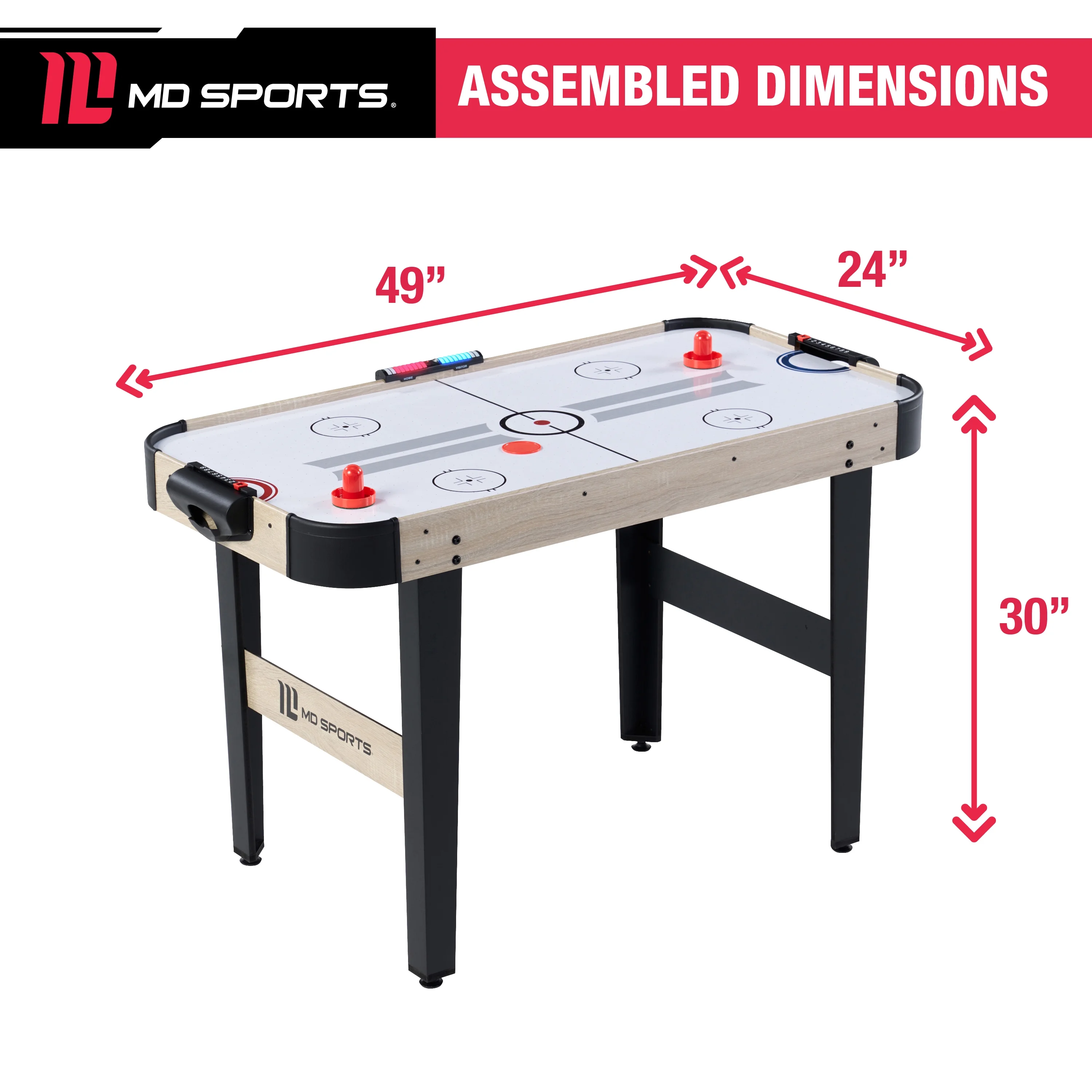 48" Air Hockey Table Set with LED Scorer, by MD Sports - Image 4