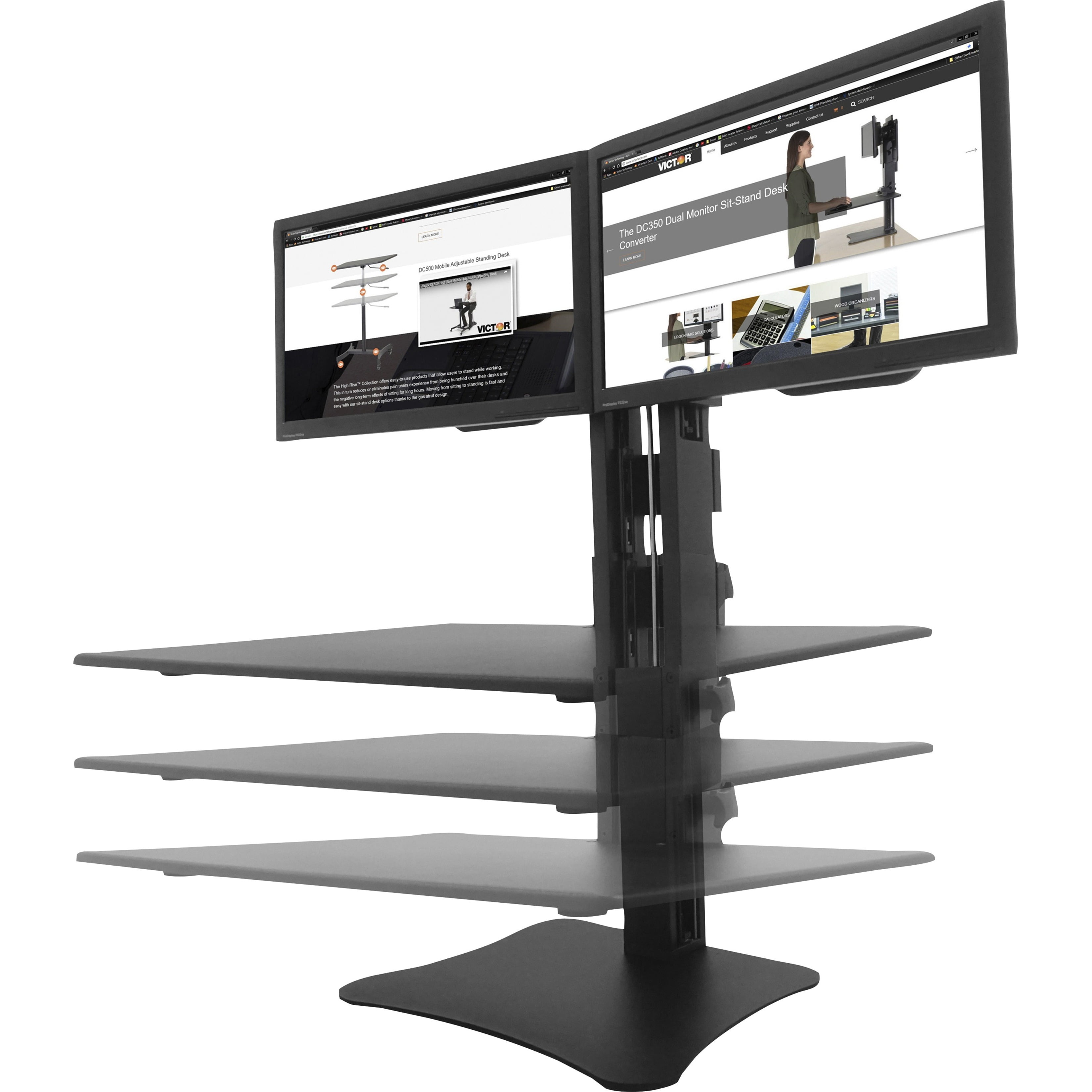 Victor Technology DC350 High Rise™ Collection Dual Monitor Sit-Stand Desk Converter 28 x 23 x 15.5 Blk - Image 7